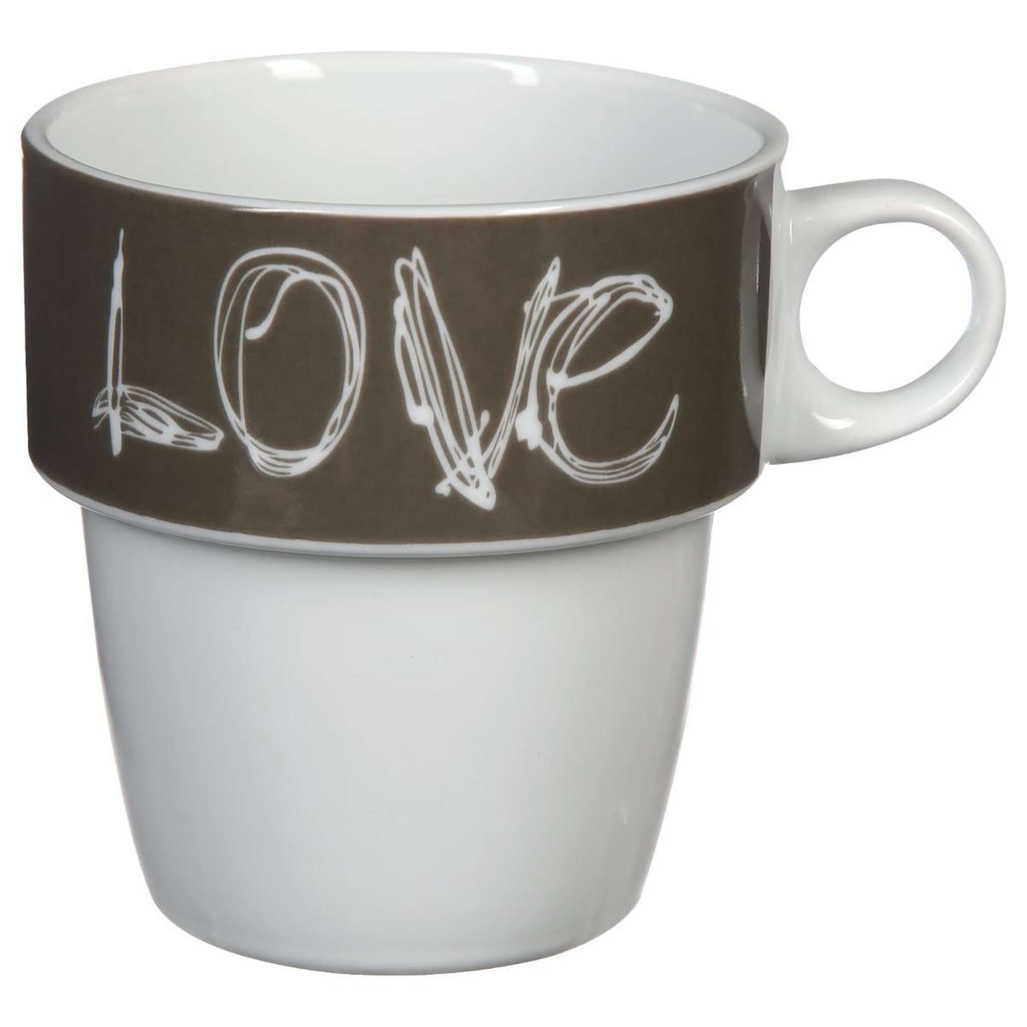 Voir la diapositive 3 : SECRET DE GOURMET Lot de 6 mugs avec rack   love  26cl beige