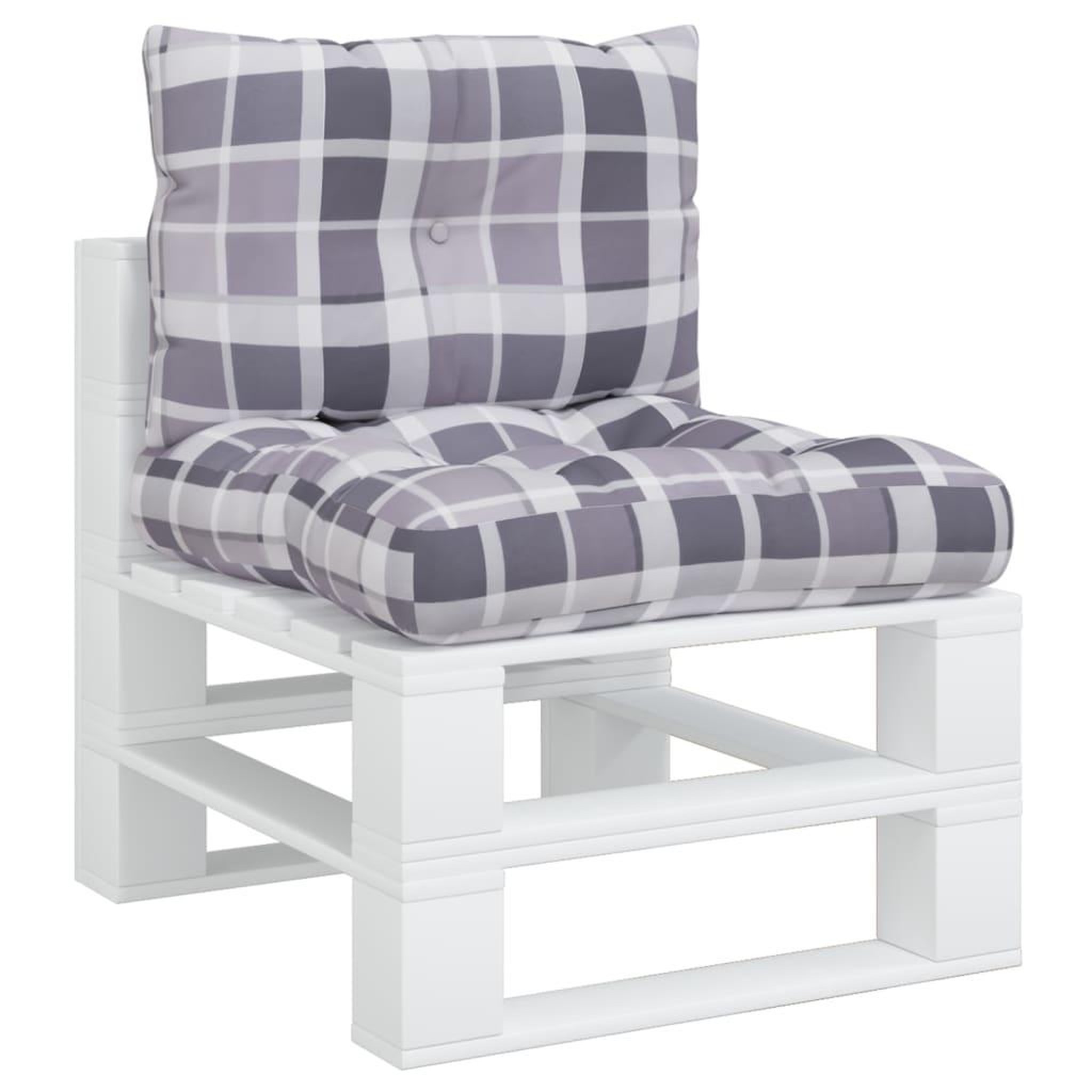 Voir la diapositive 3 : VIDAXL Coussins de palette lot de 2 motif a carreaux gris tissu