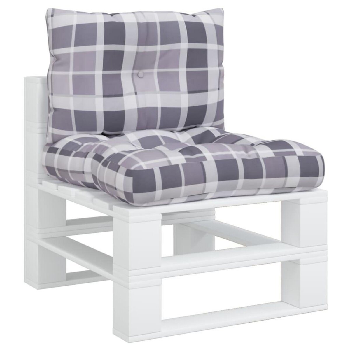 VIDAXL Coussins de palette lot de 2 motif a carreaux gris tissu