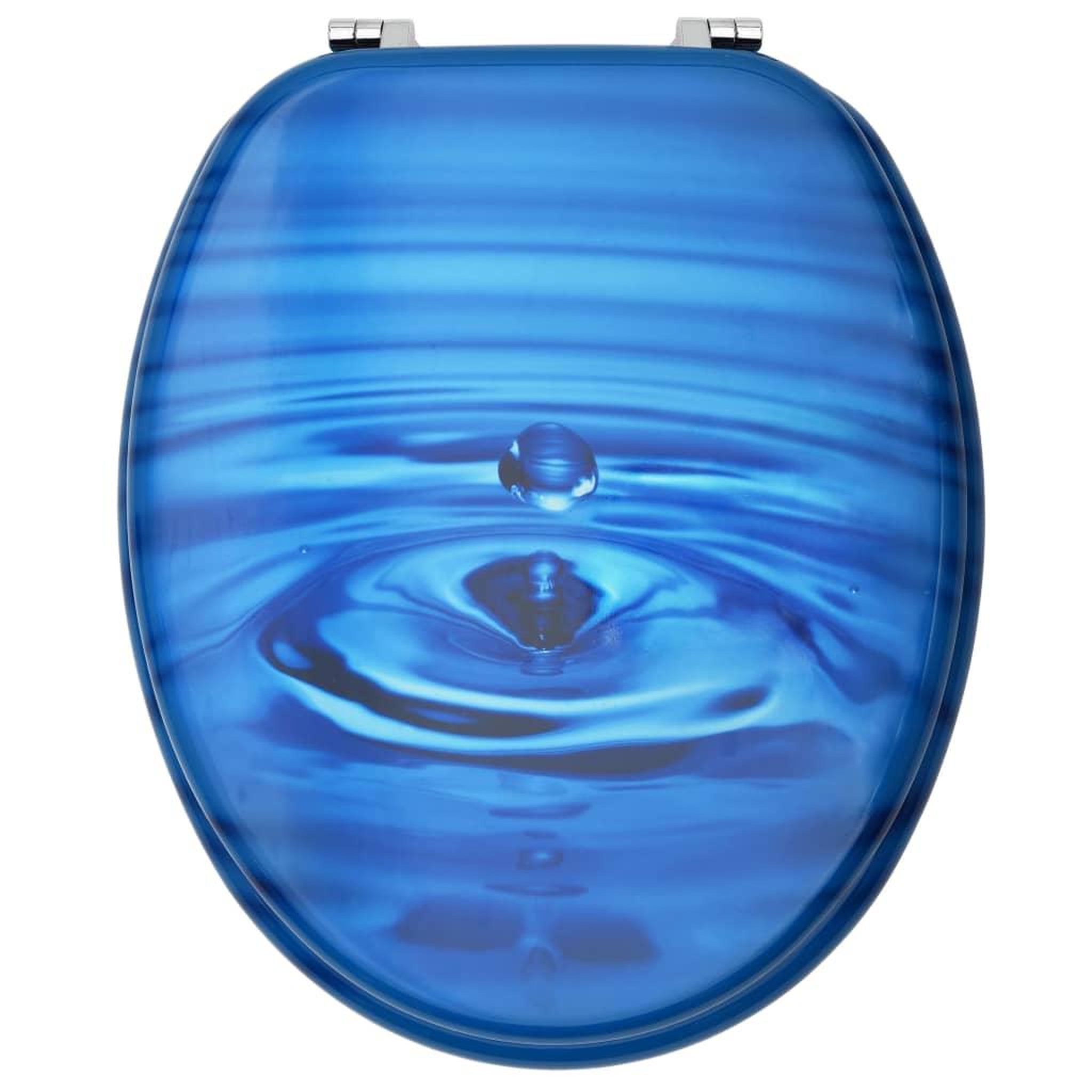 Voir la diapositive 5 : VIDAXL Siege de toilette avec couvercle MDF Bleu Gouttes d'eau