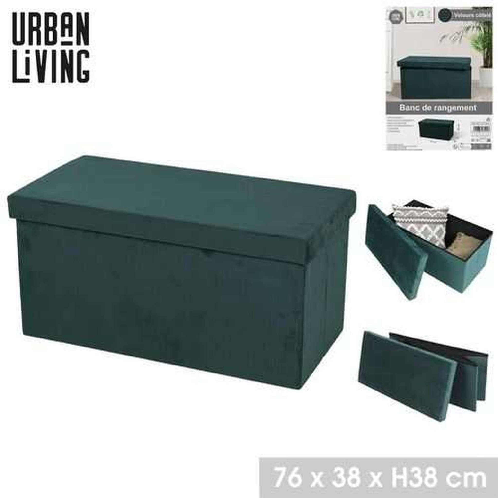Voir la diapositive 4 : DIVERS Banc de rangement pliable kube en velours côtelé - céladon