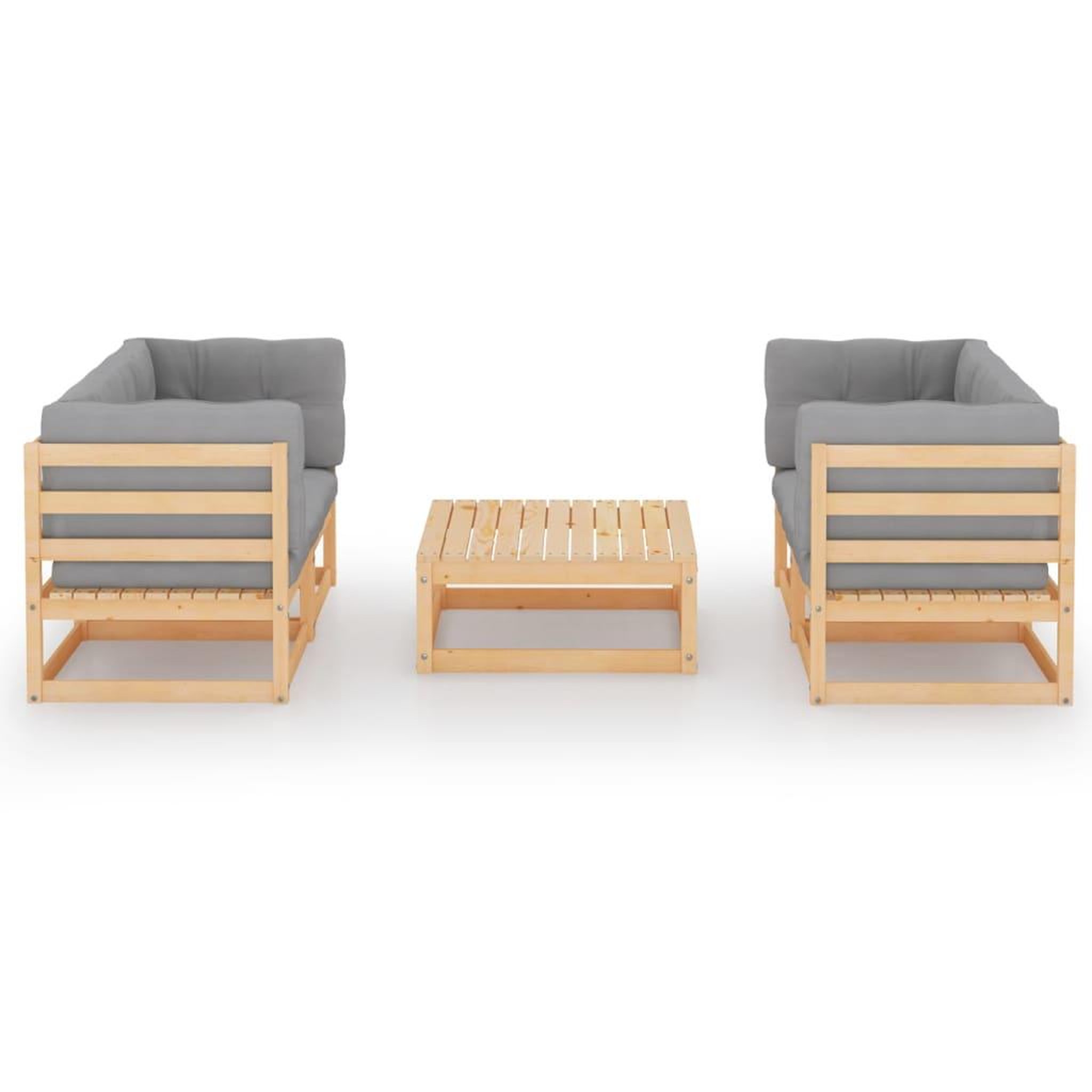 Voir la diapositive 3 : VIDAXL Salon de jardin 5 pcs avec coussins bois de pin massif