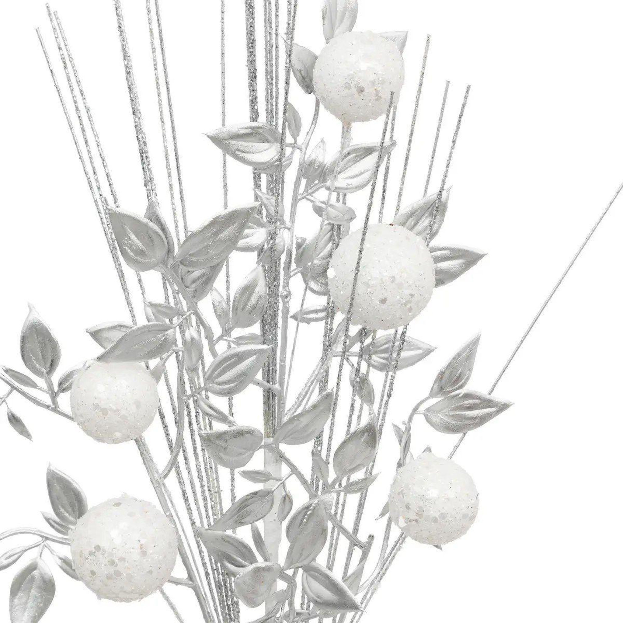 Voir la diapositive 2 : ATMOSPHERA Branche déco de noël  feuilles & boules  75cm argent
