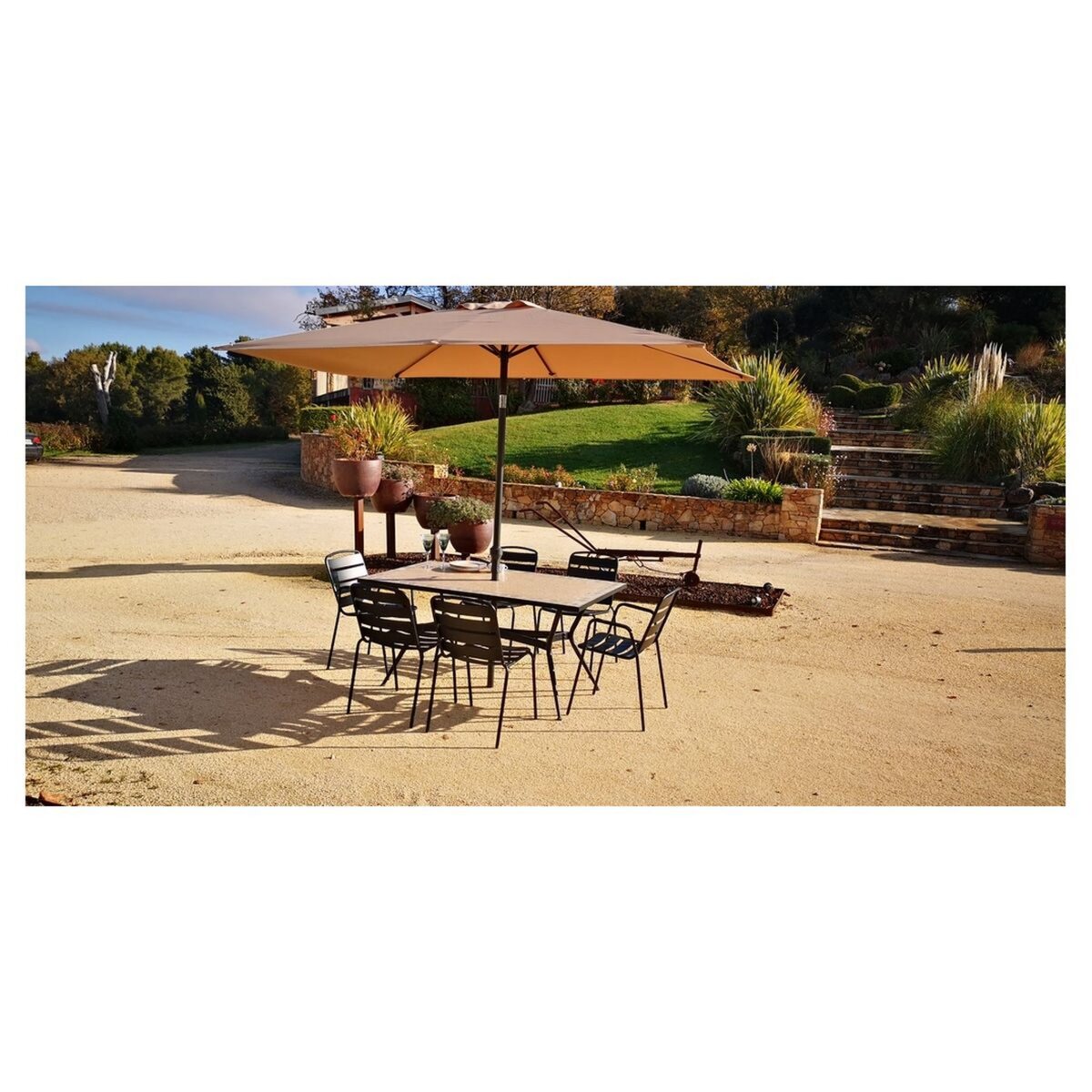 Givex Salon repas de jardin 6 personnes 160x90cm ZELIE