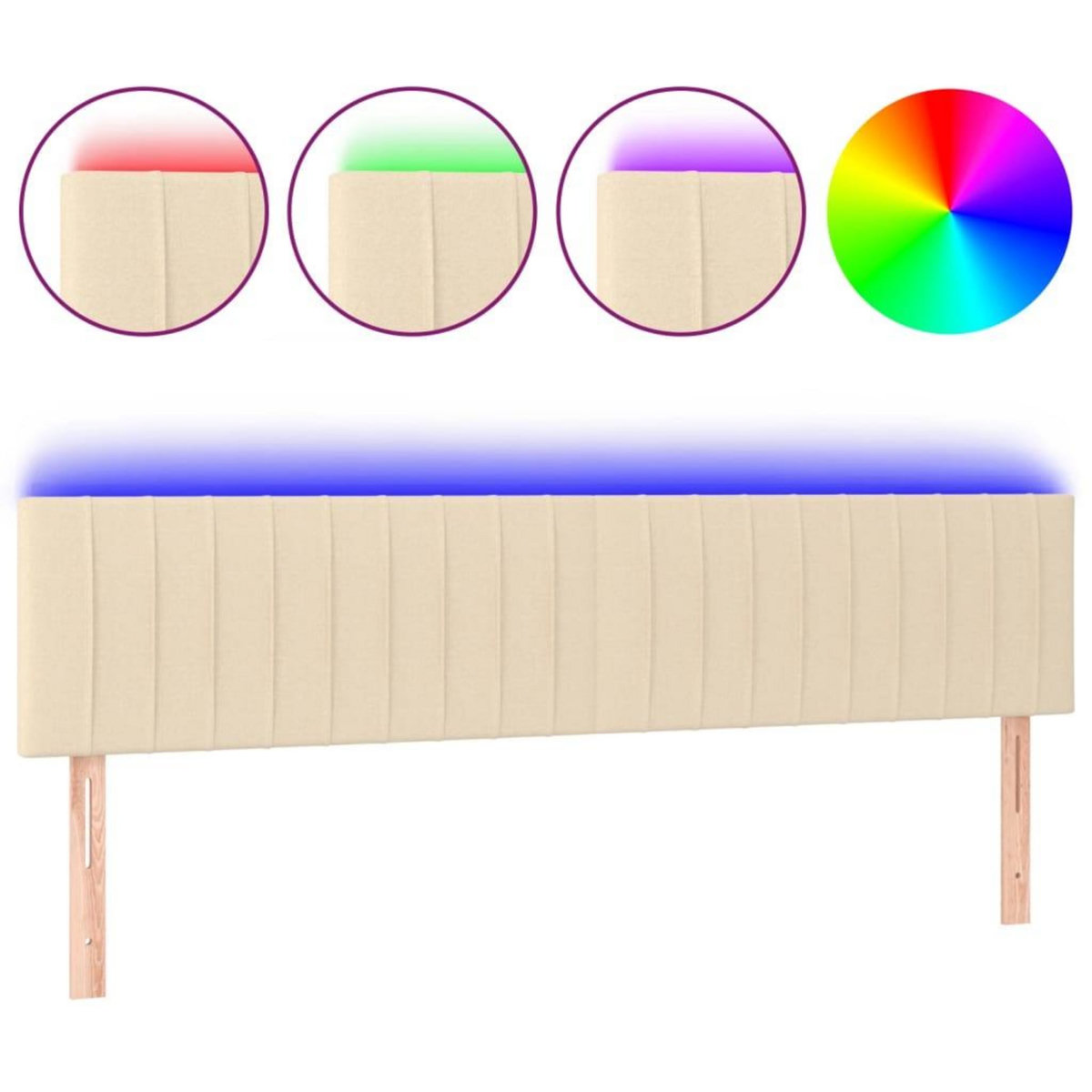 VIDAXL Tete de lit a LED Creme 200x5x78/88 cm Tissu
