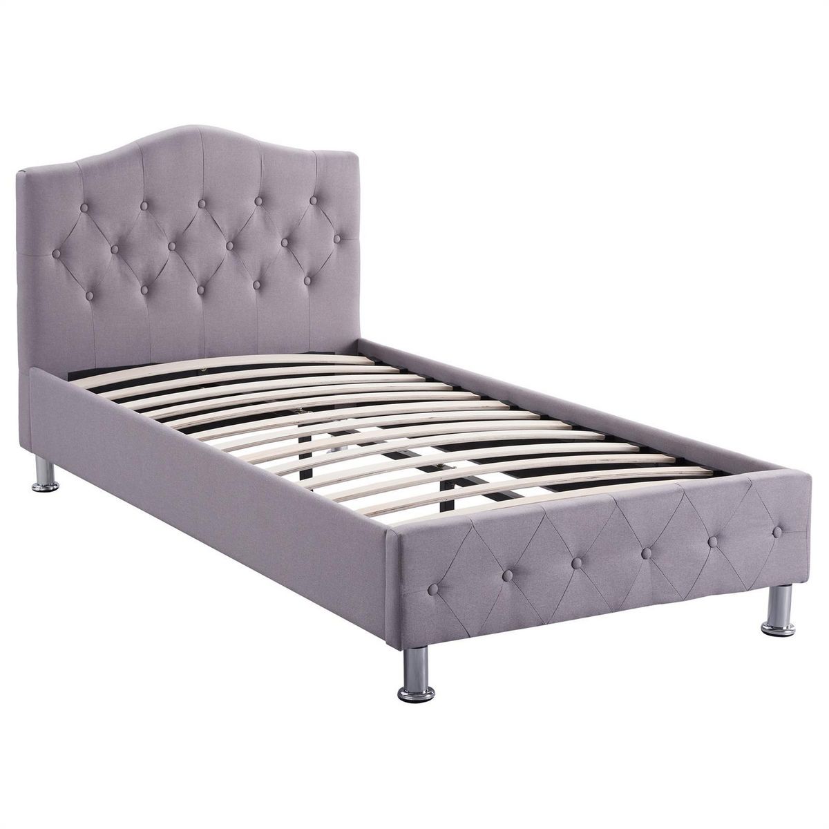 IDIMEX Lit simple BIARRITZ, 90 x 190 cm, capitonné avec sommier, revêtement en tissu