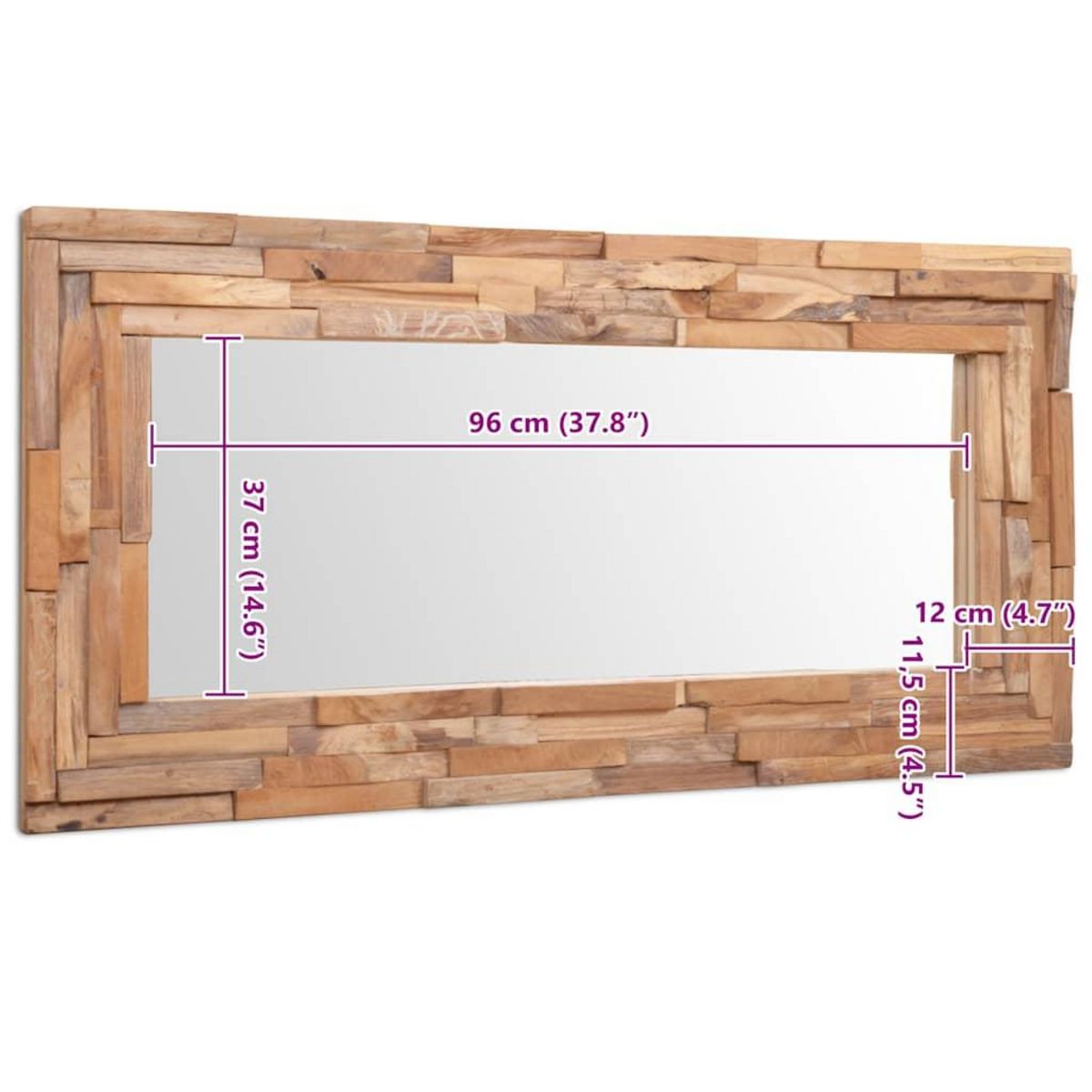 VIDAXL Miroir decoratif Teck 120x60 cm Rectangulaire