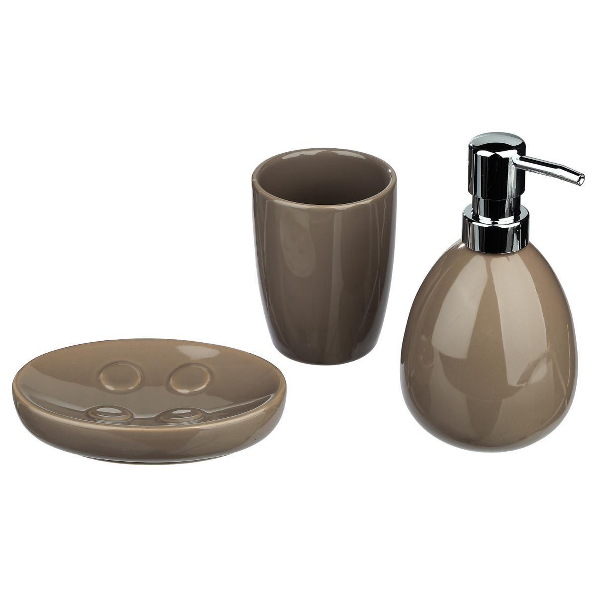 FIVE Set de 3 accessoires salle de bain  sun  14cm taupe