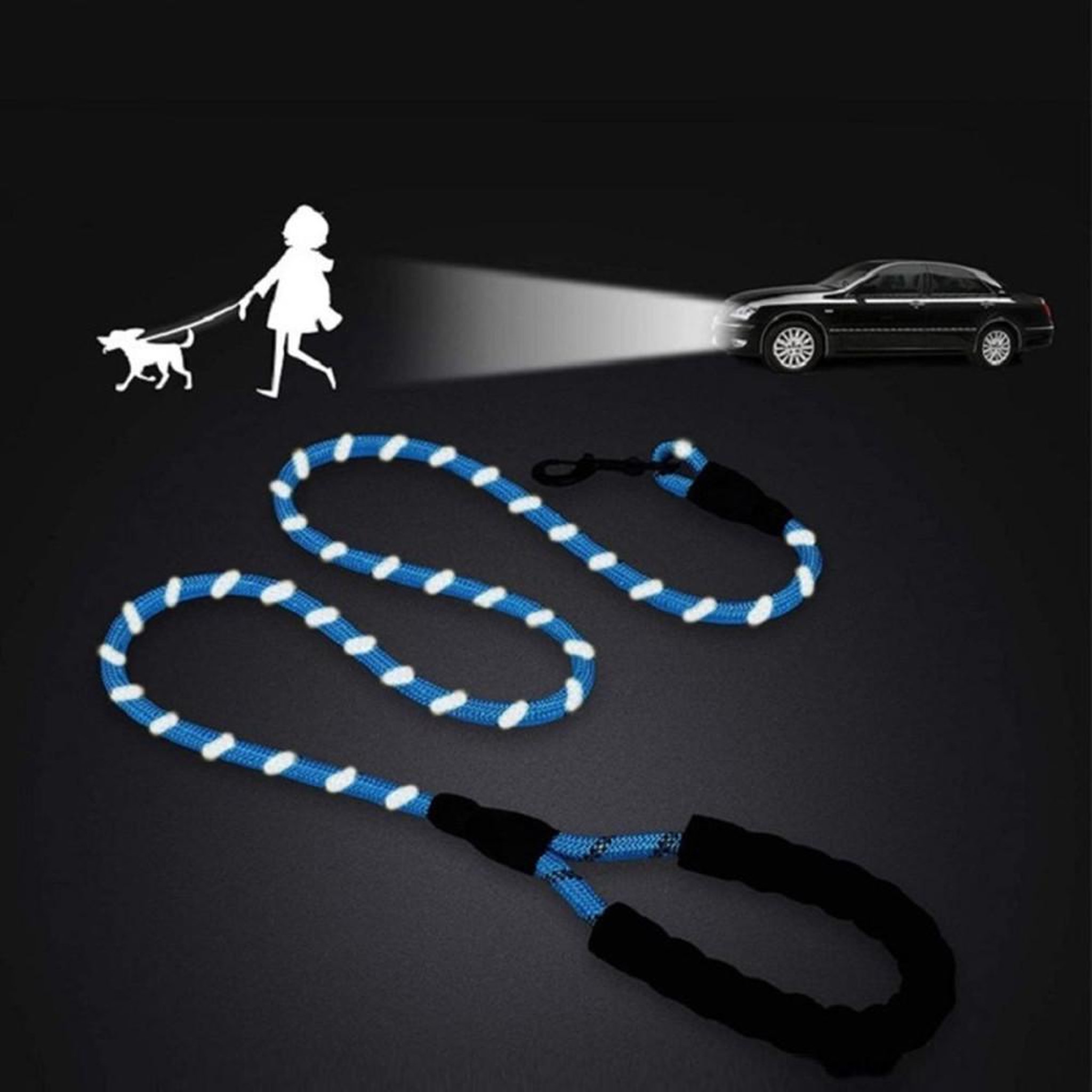 Voir la diapositive 6 : Laisse pour chien rouge 1,5 m en nylon avec poignée EVA réfléchissante et mousqueton pivotant 360°