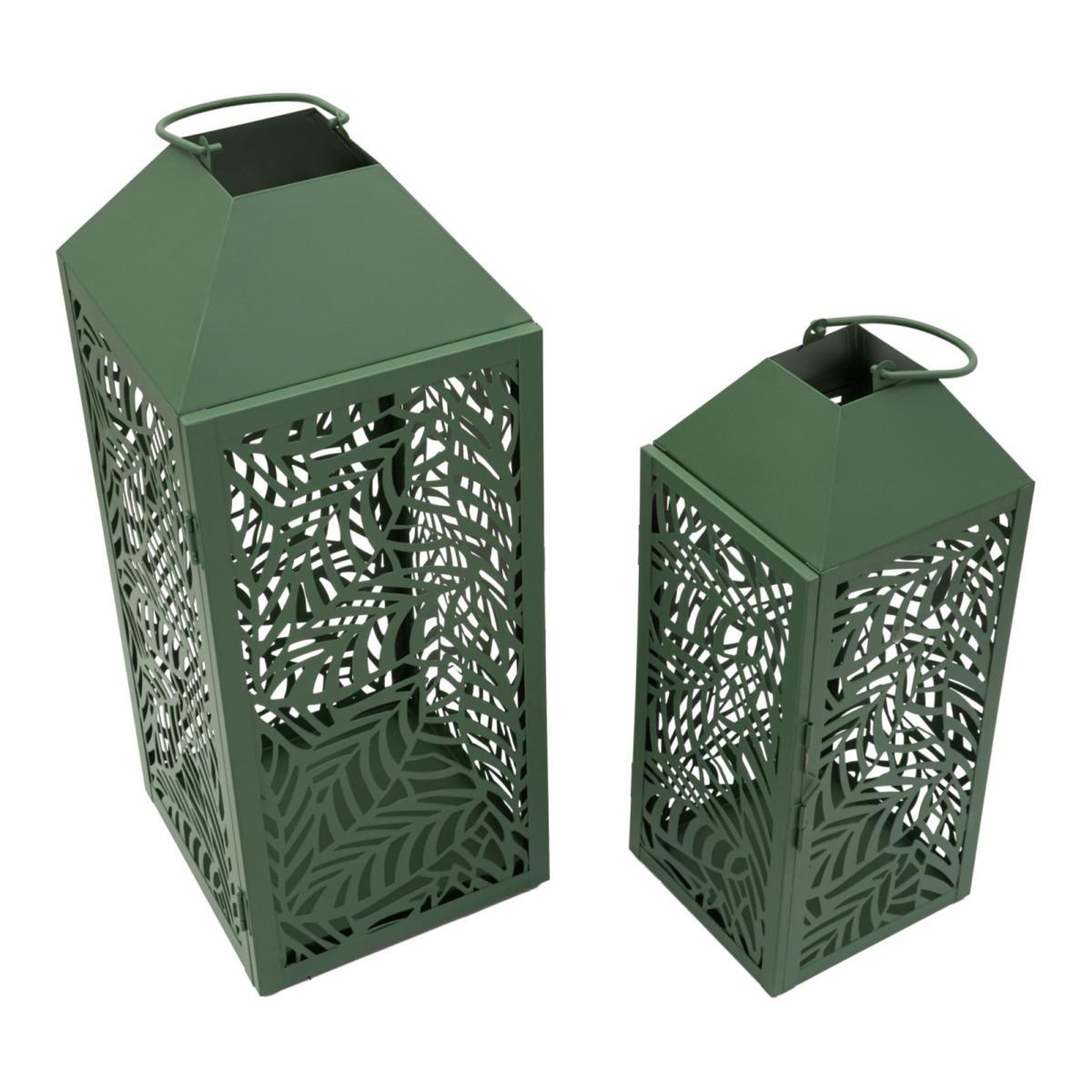 Voir la diapositive 3 : Paris Prix Lot de 2 Lanternes en Métal  Carving  44cm Vert