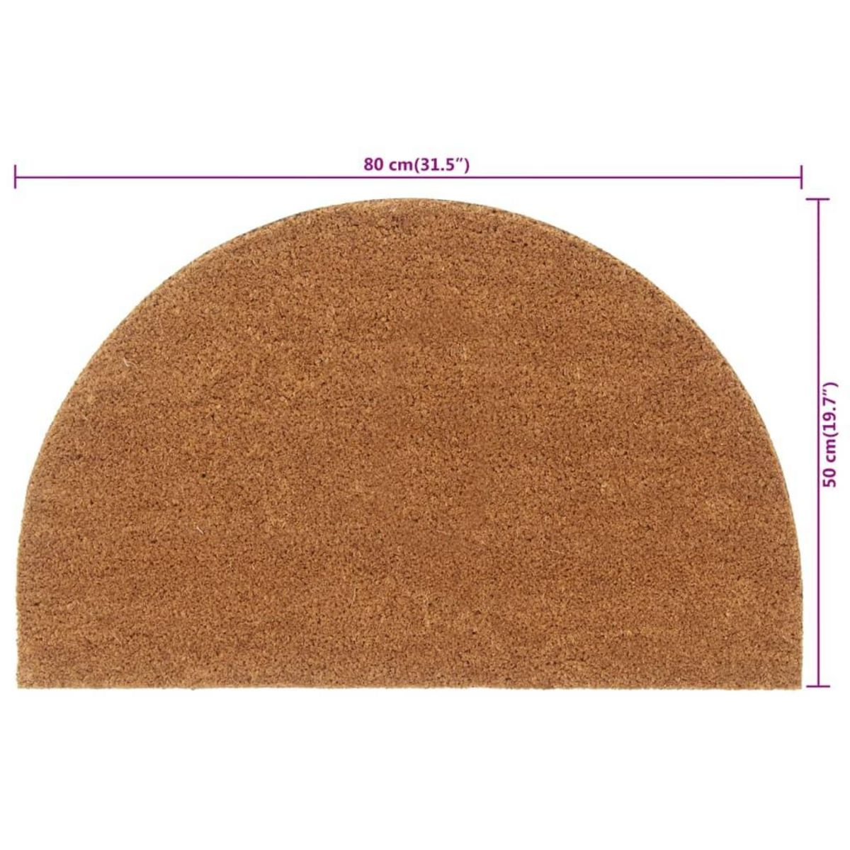 VIDAXL Tapis de porte naturel demi-rond 50x80cm fibre de coco touffete