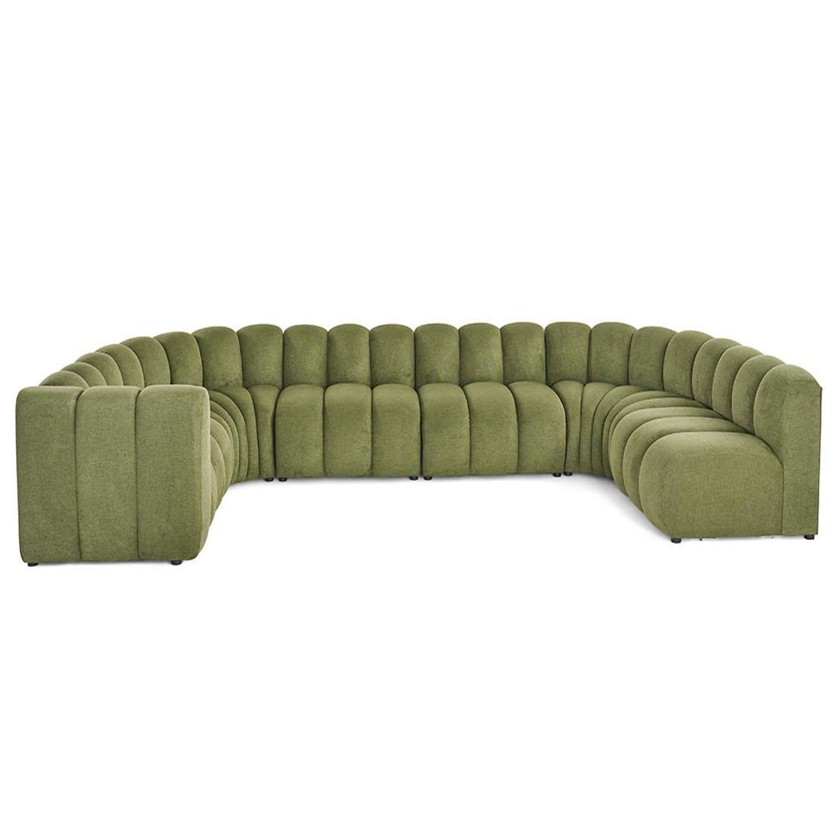 LISA DESIGN Debbie - canapé modulable panoramique d'angle droit 7 places en tissu texturé