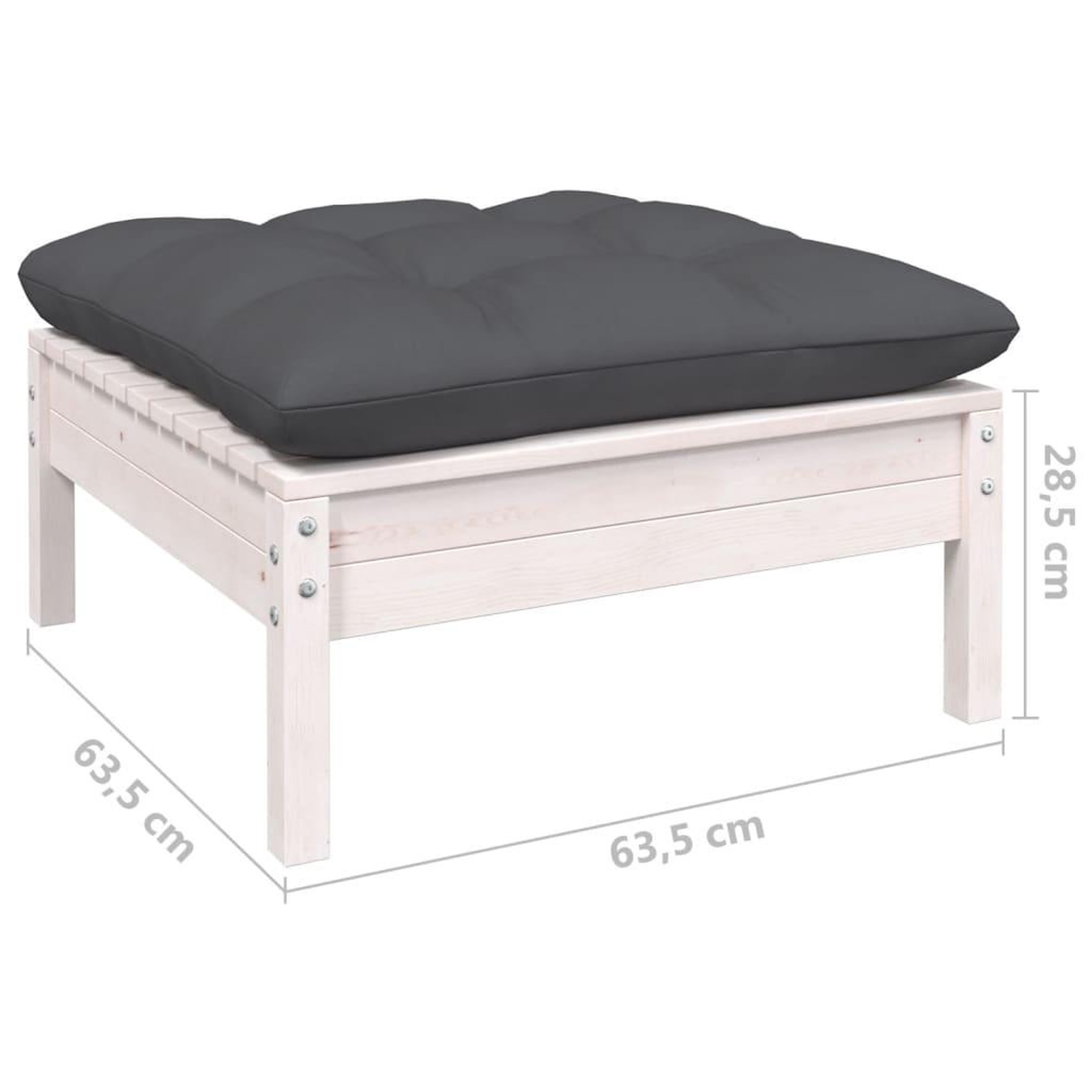Voir la diapositive 6 : VIDAXL Salon de jardin 7 pcs avec coussins blanc bois de pin