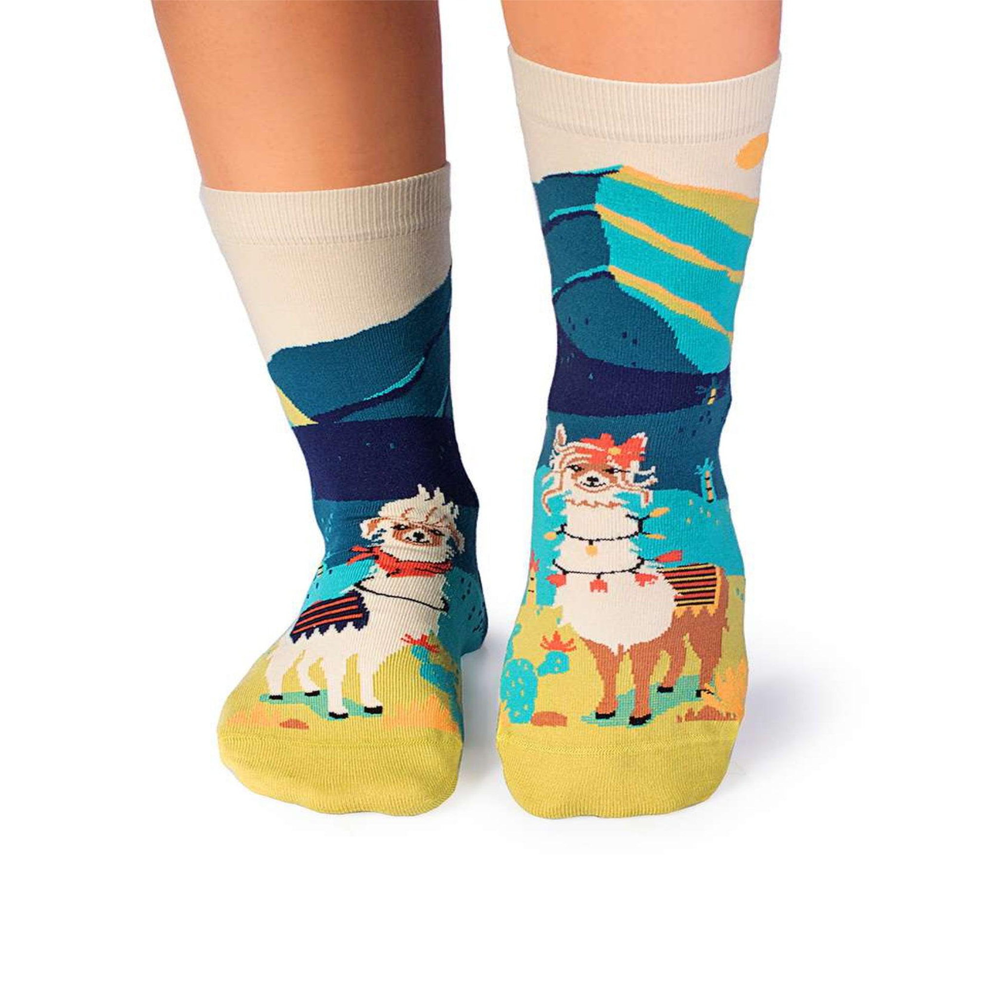 PIRIN HILL Chaussettes arty lamas amoureux. Coloris disponibles : Multicolore