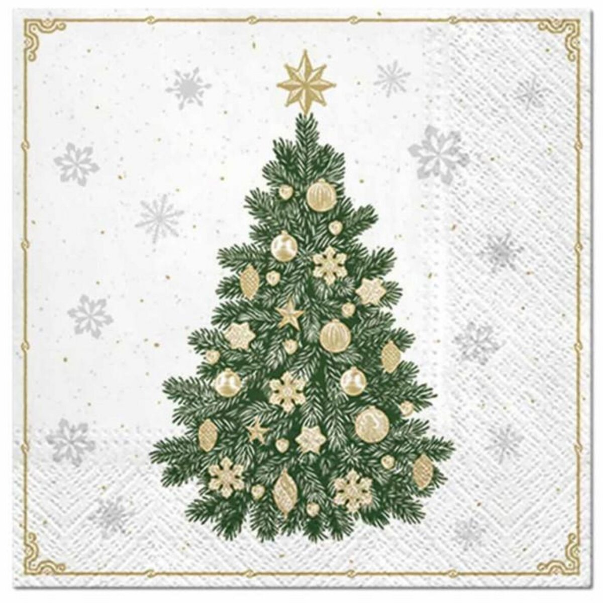 Paris Prix Lot de 20 Serviettes en Papier  Sapin Givré  33x33cm Vert