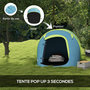 Voir la diapositive 4 : OUTSUNNY Tente de camping automatique pop-up 2-3 pers. étanchéité 2000 mm sac bleu