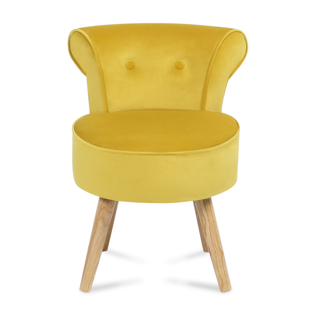 ID MARKET Fauteuil crapaud en velours jaune
