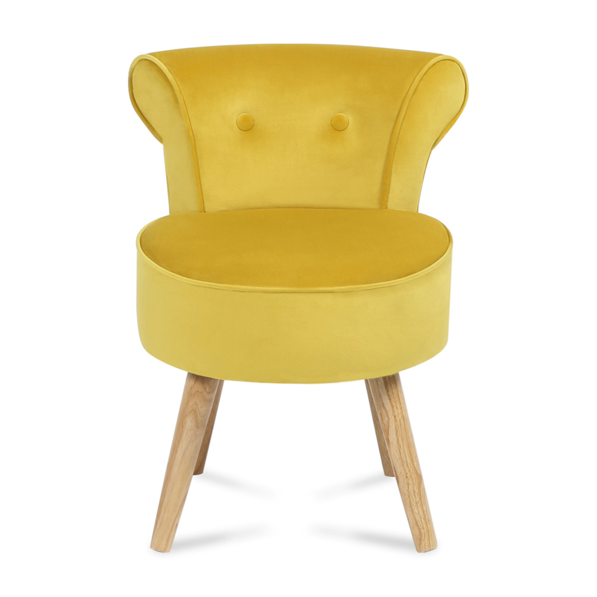 ID MARKET Fauteuil crapaud en velours jaune