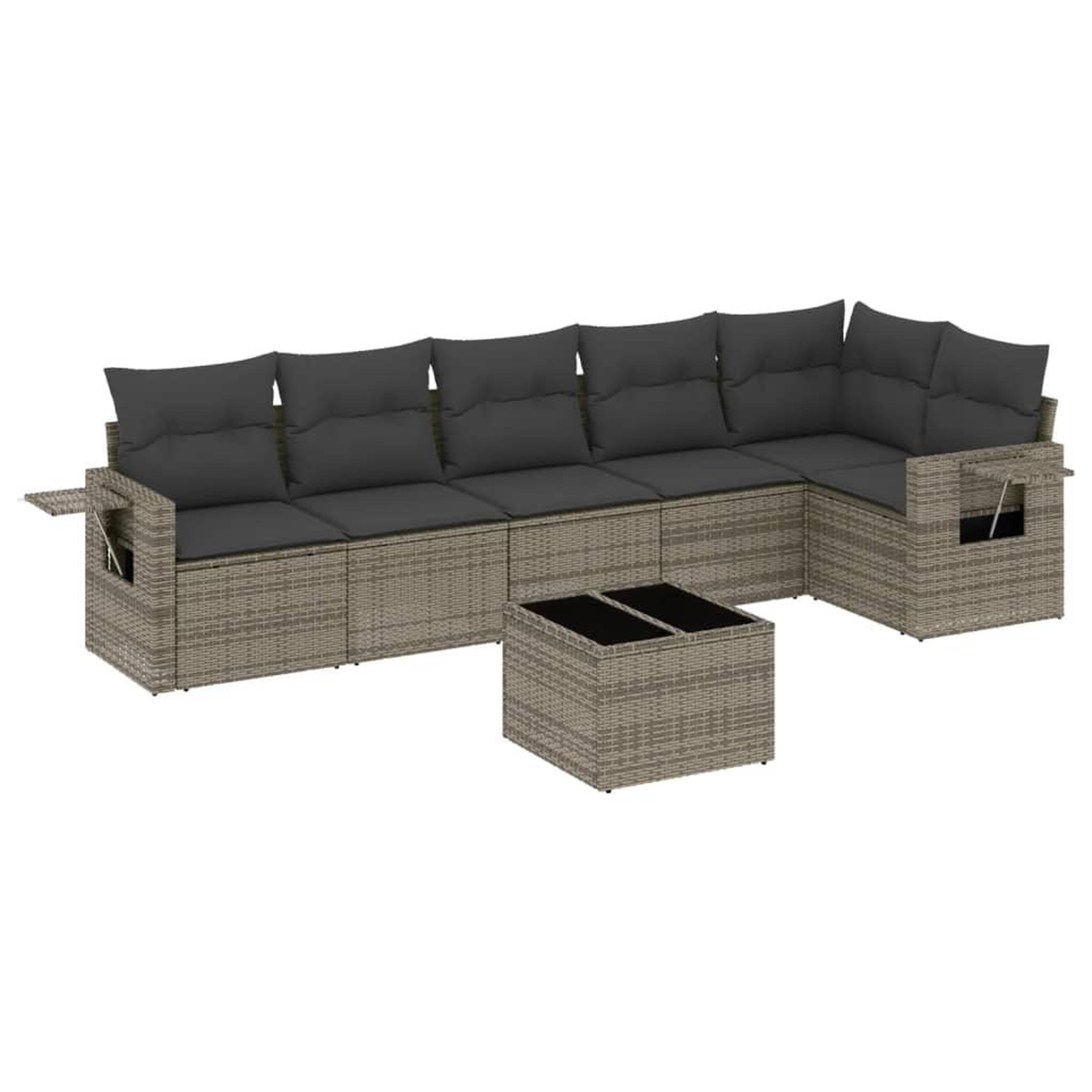 Voir la diapositive 2 : VIDAXL Salon de jardin avec coussins 7 pcs gris resine tressee