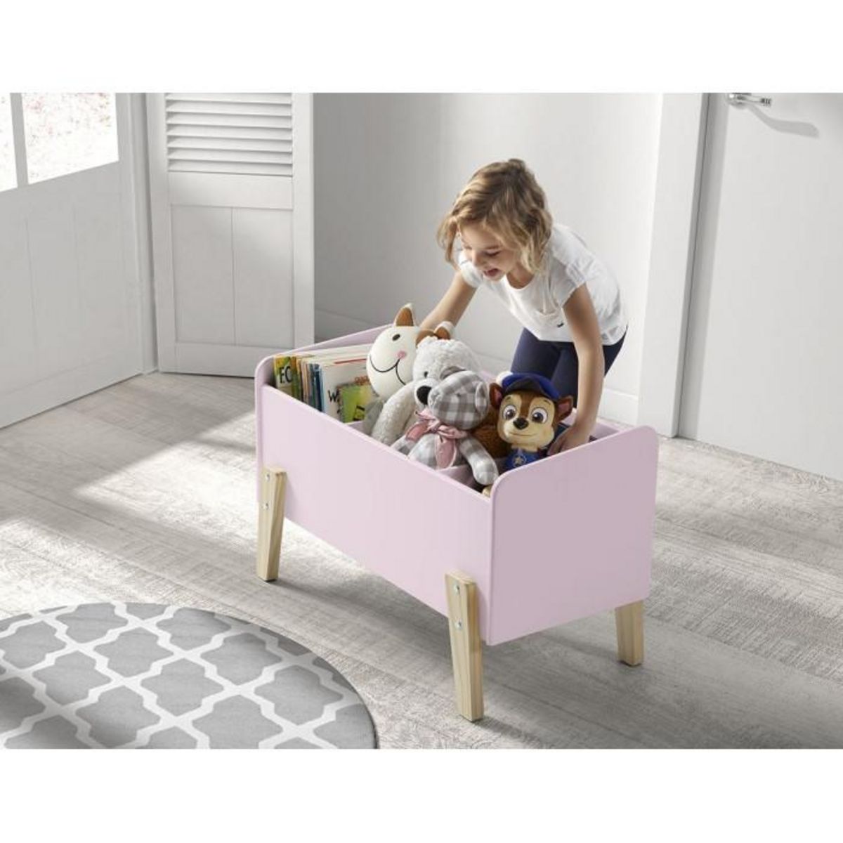 Paris Prix Pack - Lit Enfant, Chevet & Coffre  Kiddy  90x200cm Rose