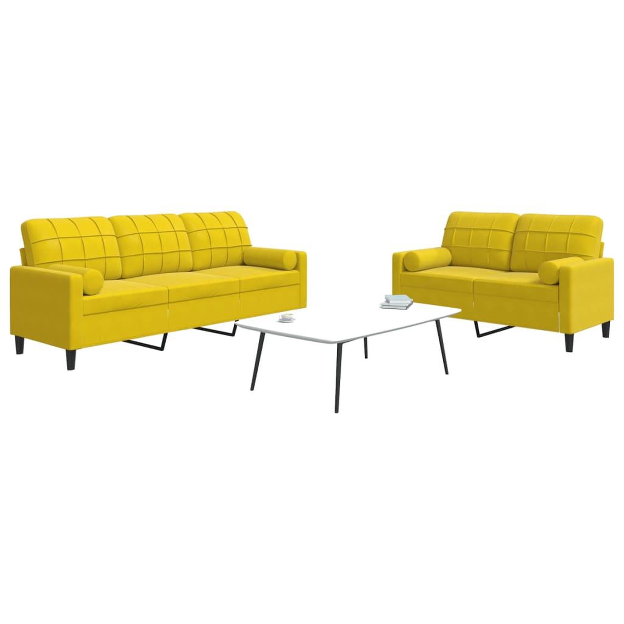 VIDAXL Ensemble de canapes 2 pcs avec coussins et traversins velours