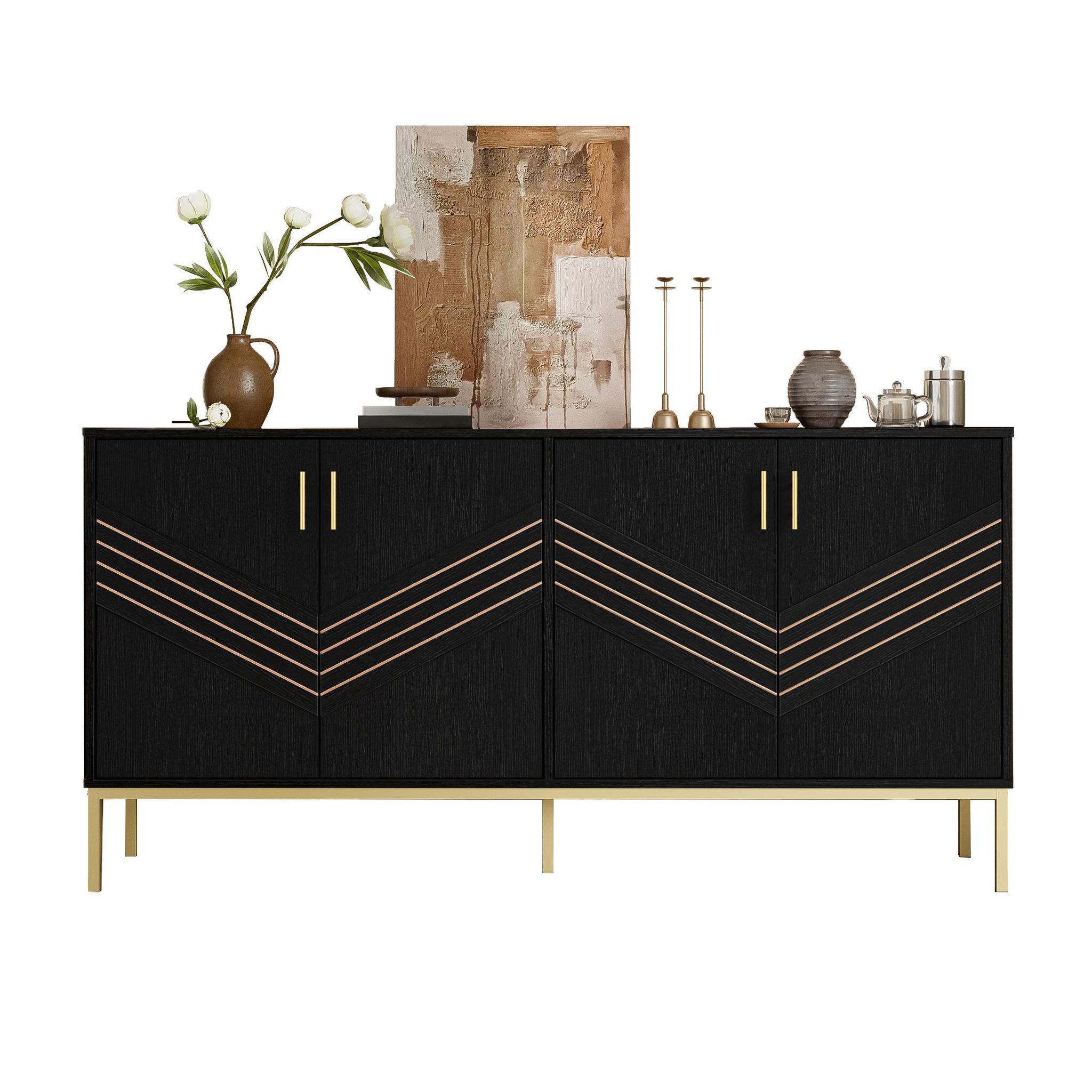 MERAX Buffet 4 porte(s) 0 tiroir(s). Coloris disponibles : Noir, Blanc
