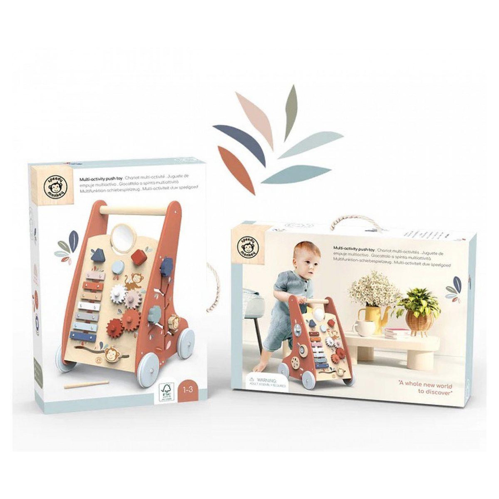 Voir la diapositive 3 : SPEEDY MONKEY Chariot de marche multiactivites en bois