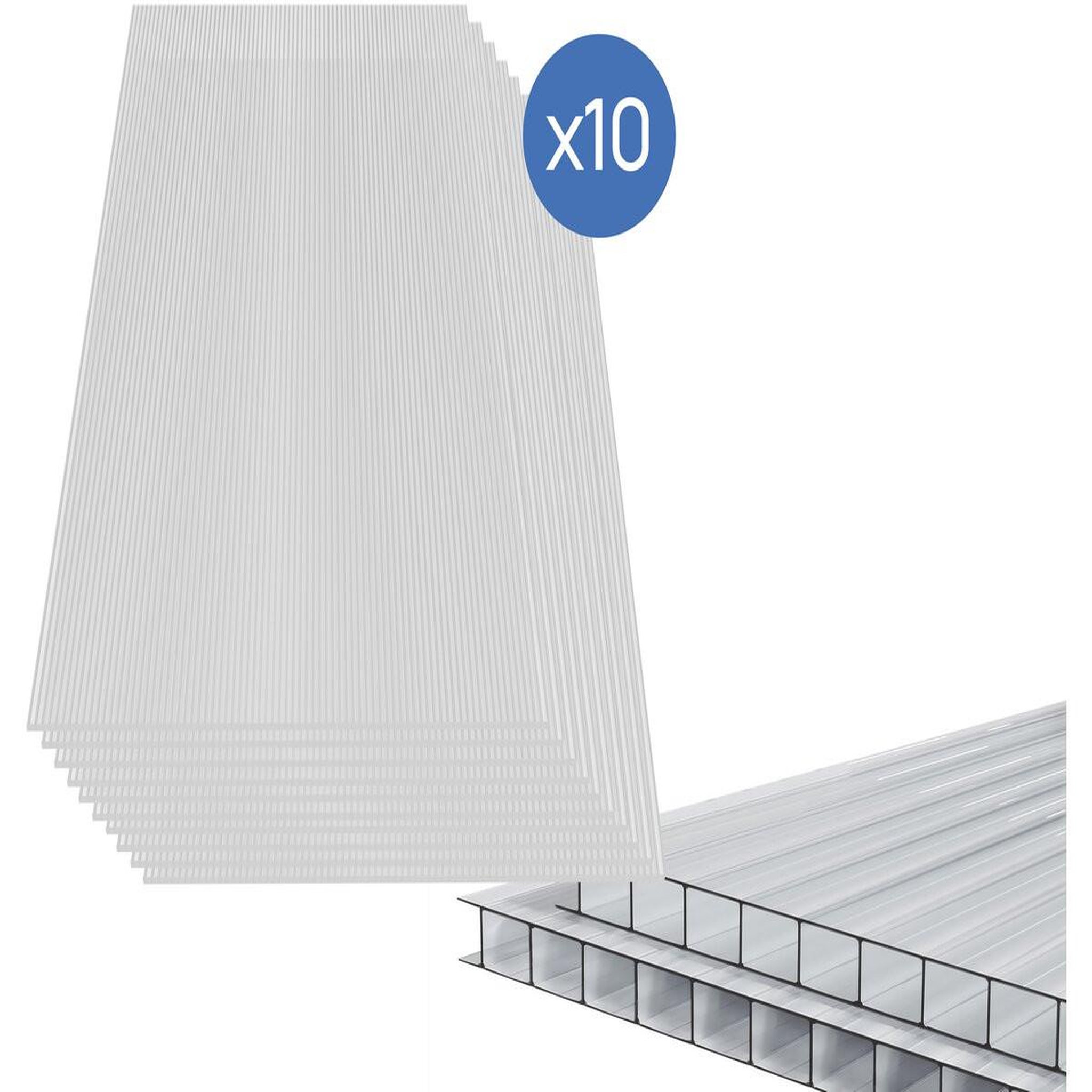 Habitat et Jardin Lot de 10 panneaux en polycarbonate 4 mm  michigan  7,9 m2
