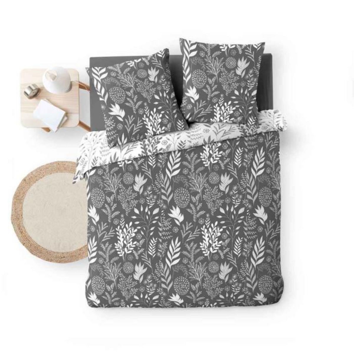 Paris Prix Parure de Lit 3 Pièces  Suzanne  260x240cm Anthracite