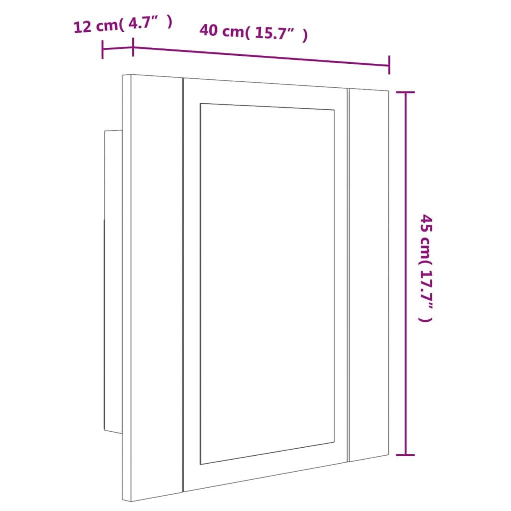 Voir la diapositive 6 : VIDAXL Armoire a miroir LED de salle de bain chene fume 40x12x45 cm