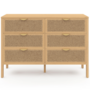 Voir la diapositive 3 : ID MARKET Commode 6 tiroirs EDHEN 115 cm bois et cannage