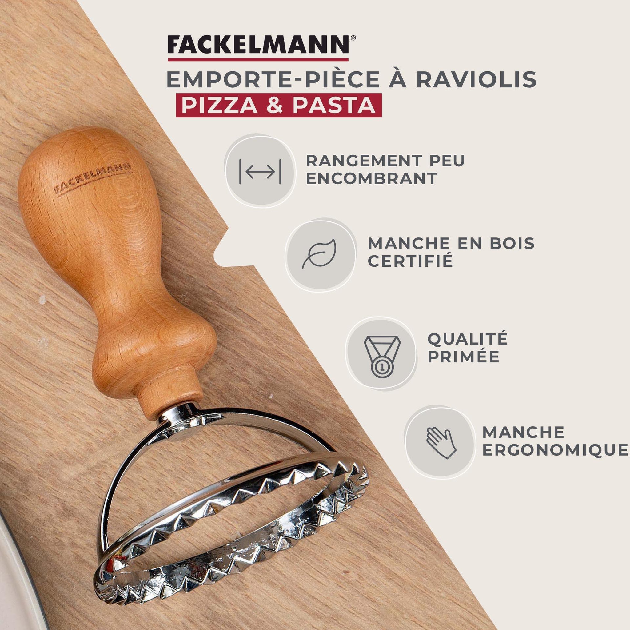 Voir la diapositive 2 : Fackelmann Emporte-pièce ravioli rond et cannelé 6,5 cm fackelmann pizza & pasta
