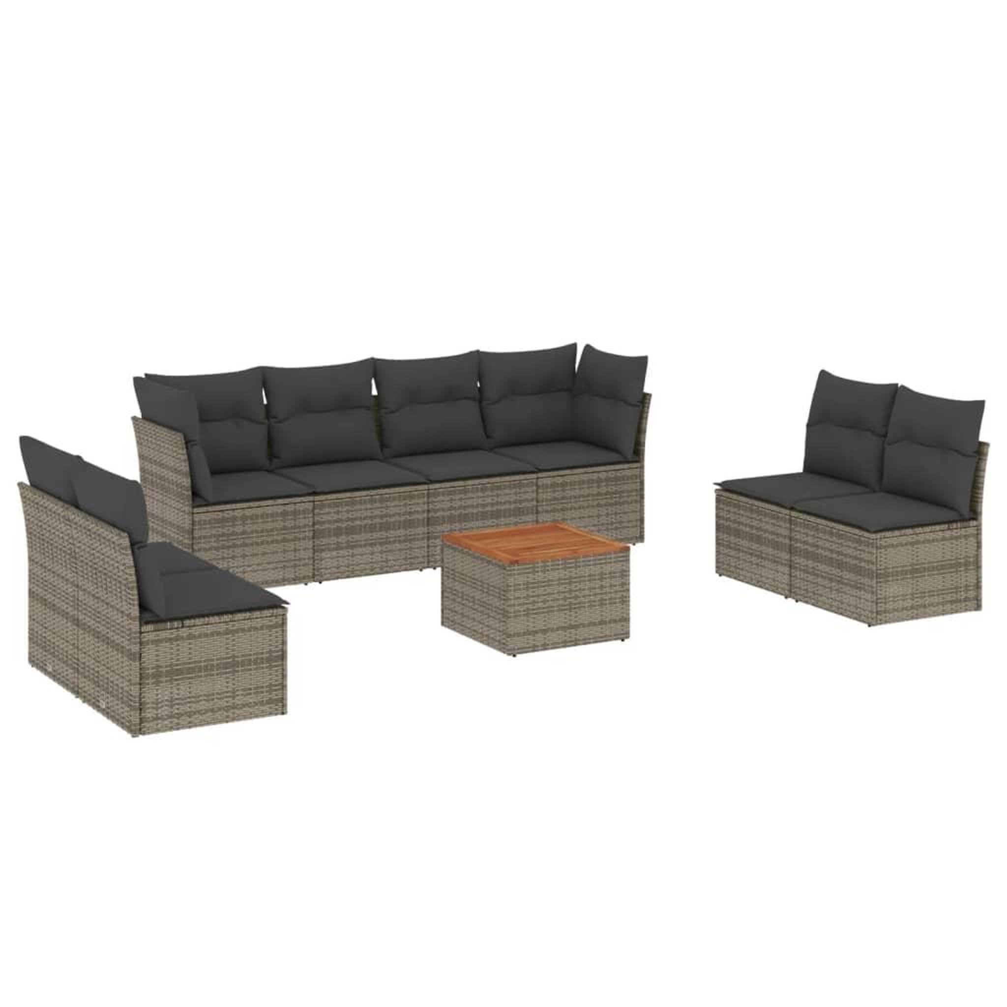 Voir la diapositive 2 : VIDAXL Salon de jardin 9 pcs avec coussins gris resine tressee