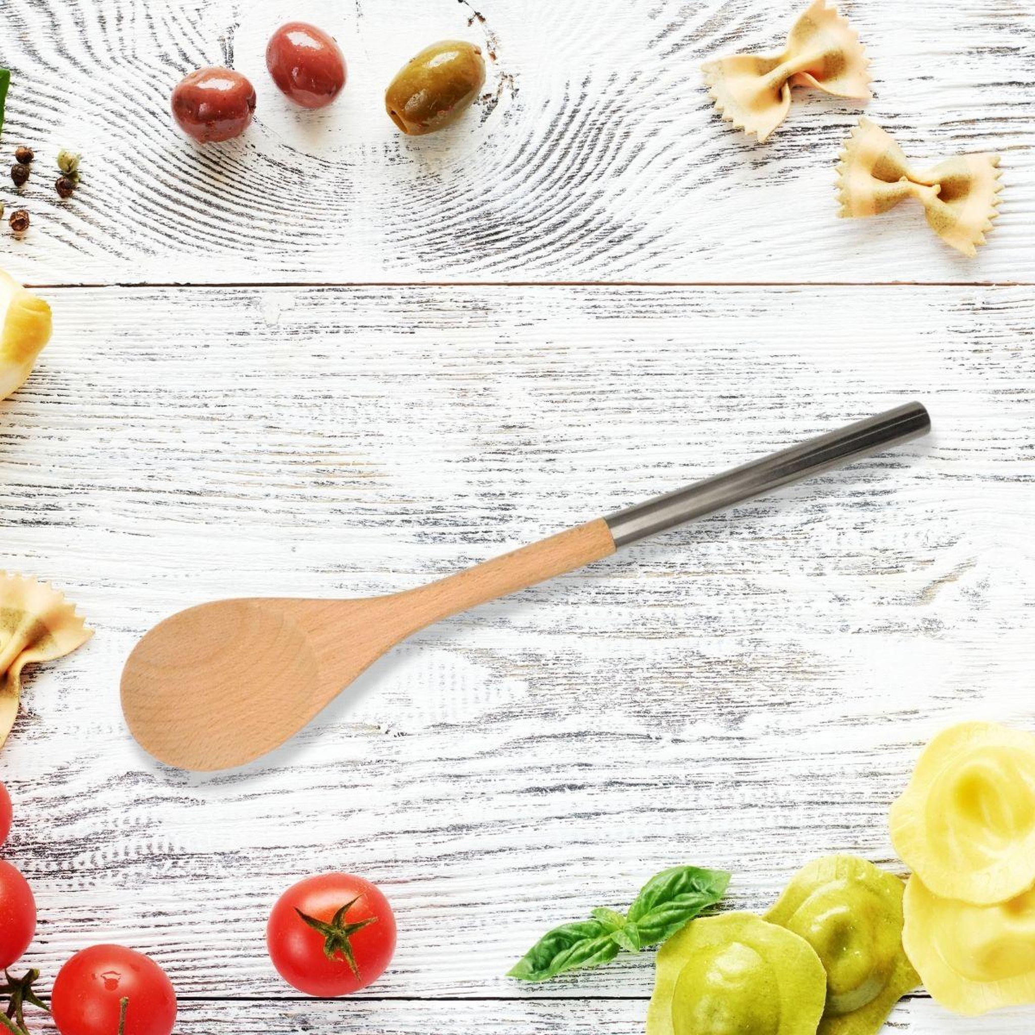 Voir la diapositive 2 : Fackelmann Cuillère en bois manche inox 34 cm Fackelmann Boissellerie