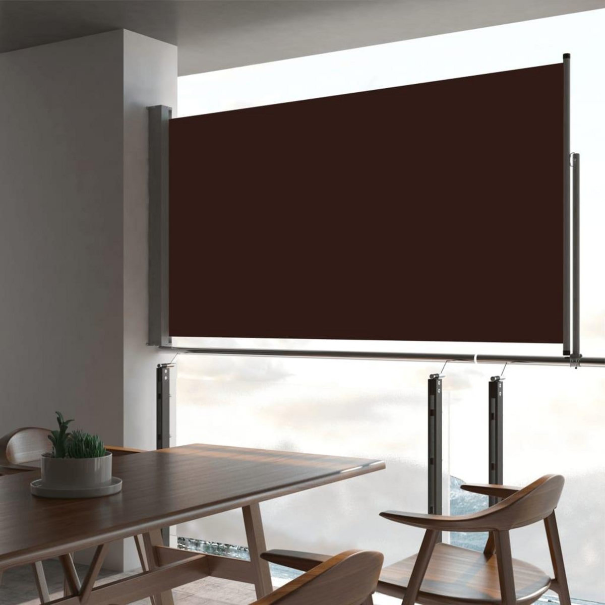VIDAXL Auvent lateral retractable de patio 160x300 cm Marron