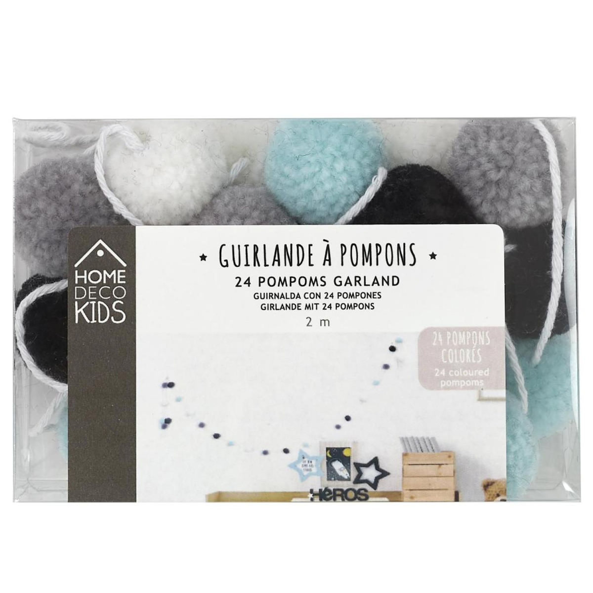 Paris Prix Guirlande 24 Pompons  Boule Garçon  2m Multicolore