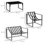 Voir la diapositive 3 : OUTSUNNY Salon de jardin 4 personnes - 4 pièces, 3 coussins - acier époxy noir polyester beige