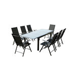 CONCEPT USINE Table de jardin et 8 chaises en aluminium gris RAVENNE