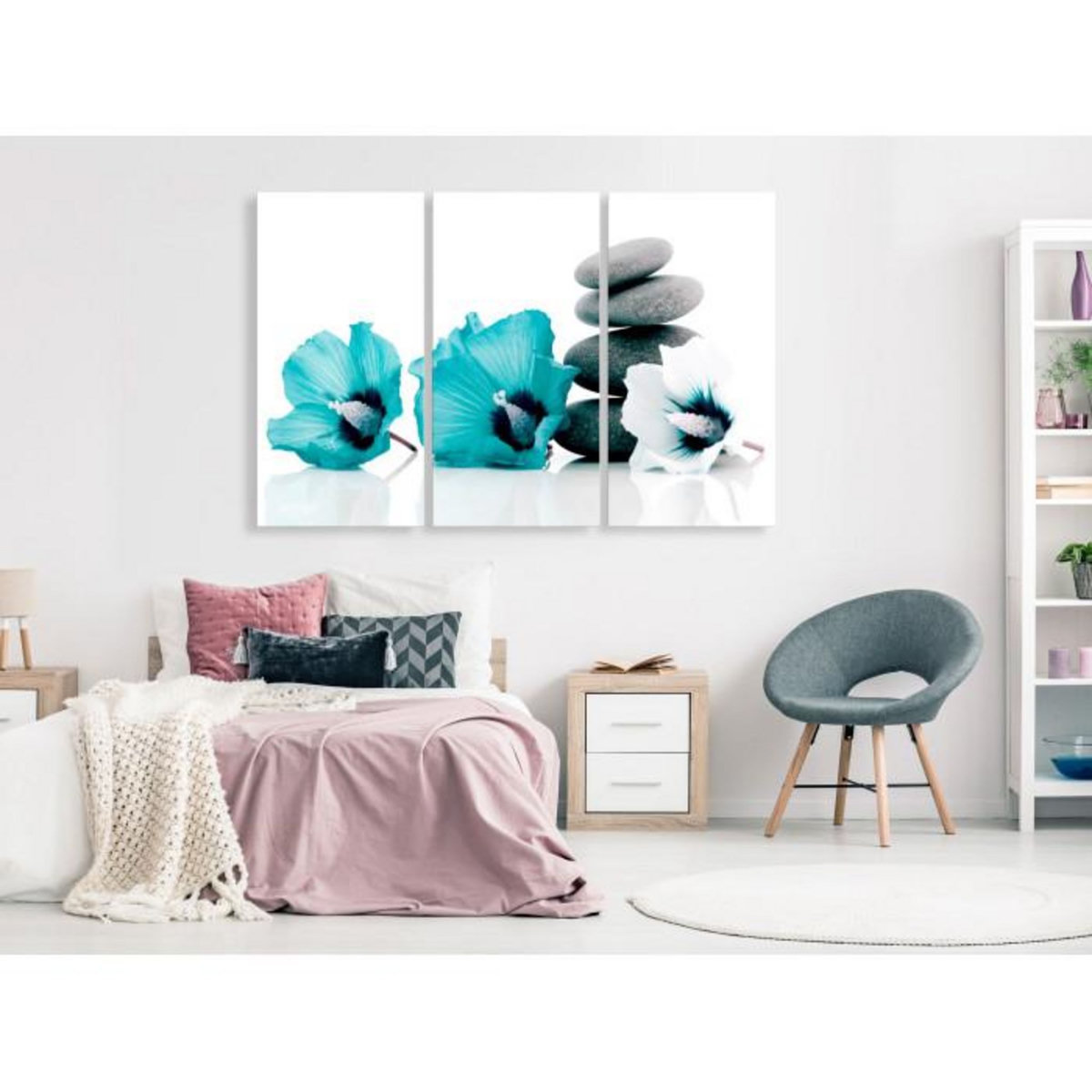 Paris Prix Tableau Imprimé 3 Panneaux  Calm Mallow Turquoise