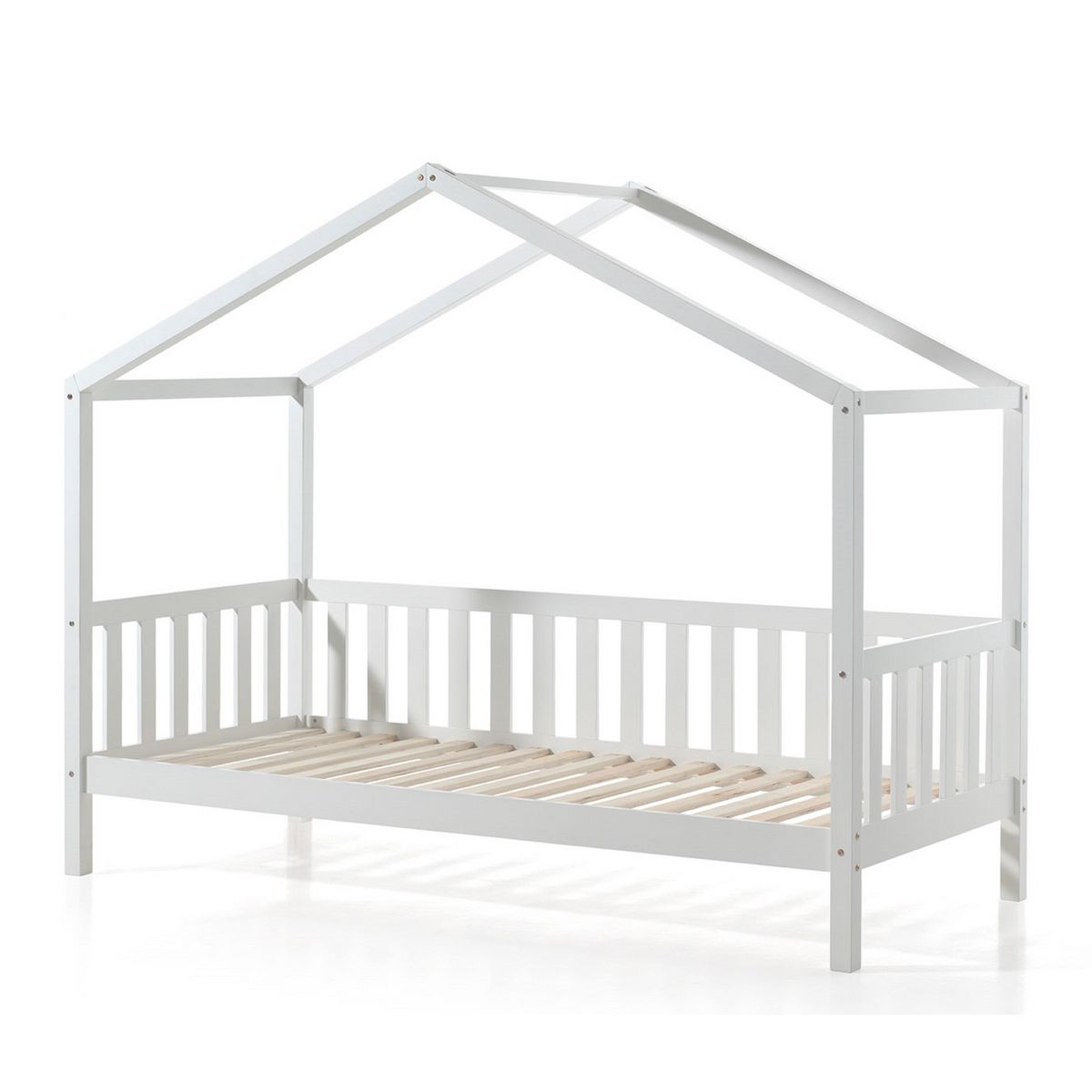 Lit cabane en bois massif avec barrières 90x200 cm ATLANTA