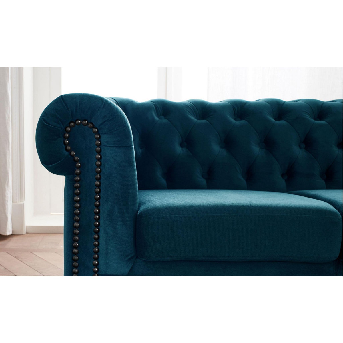 LISA DESIGN William - canapé chesterfield d'angle réversible - 5 places - en velours