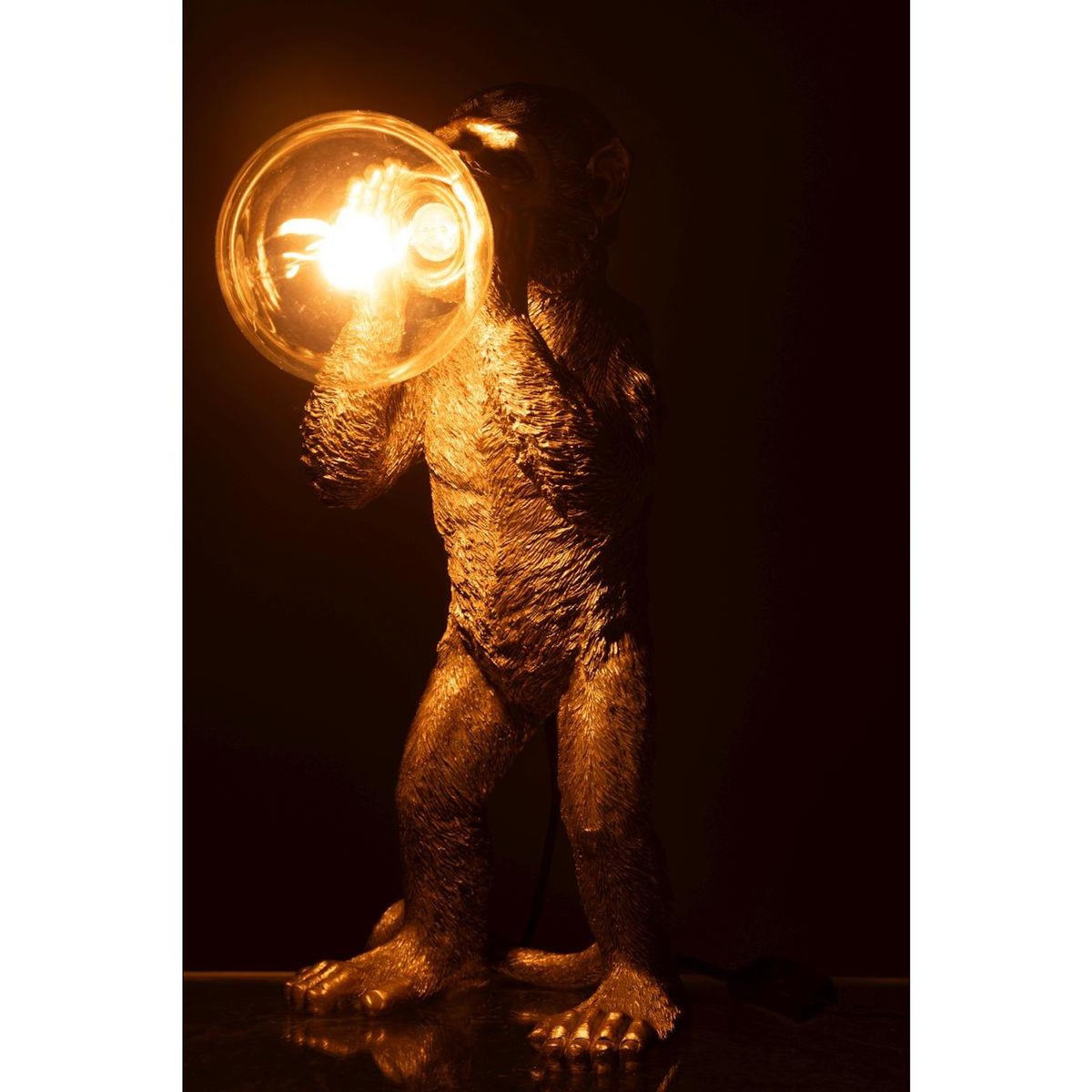 Paris Prix Lampe à Poser en Résine  Singe Crieur  46cm Or