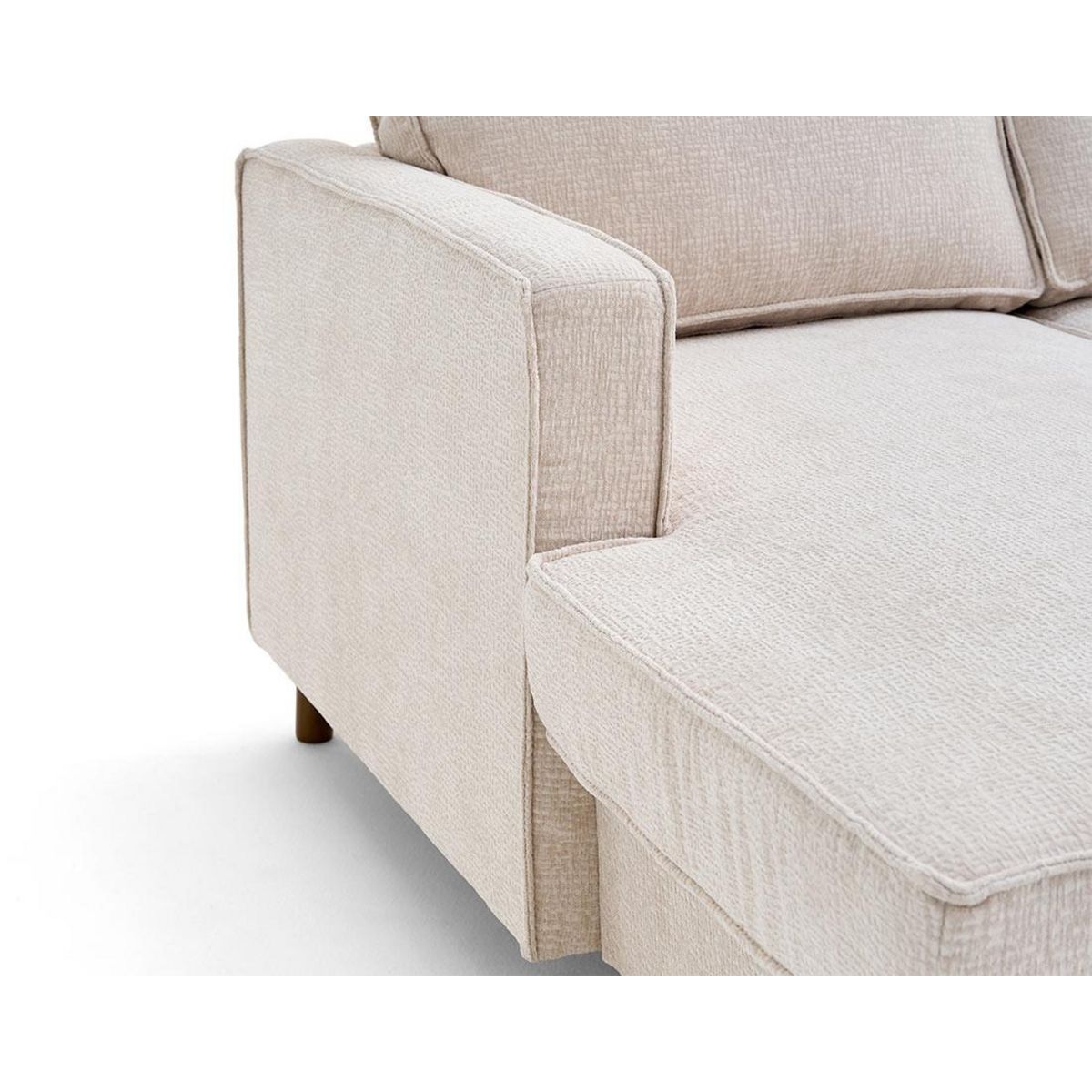 LISA DESIGN Jake - canapé panoramique d'angle droit 7 places convertible avec coffre en tissu velours relief