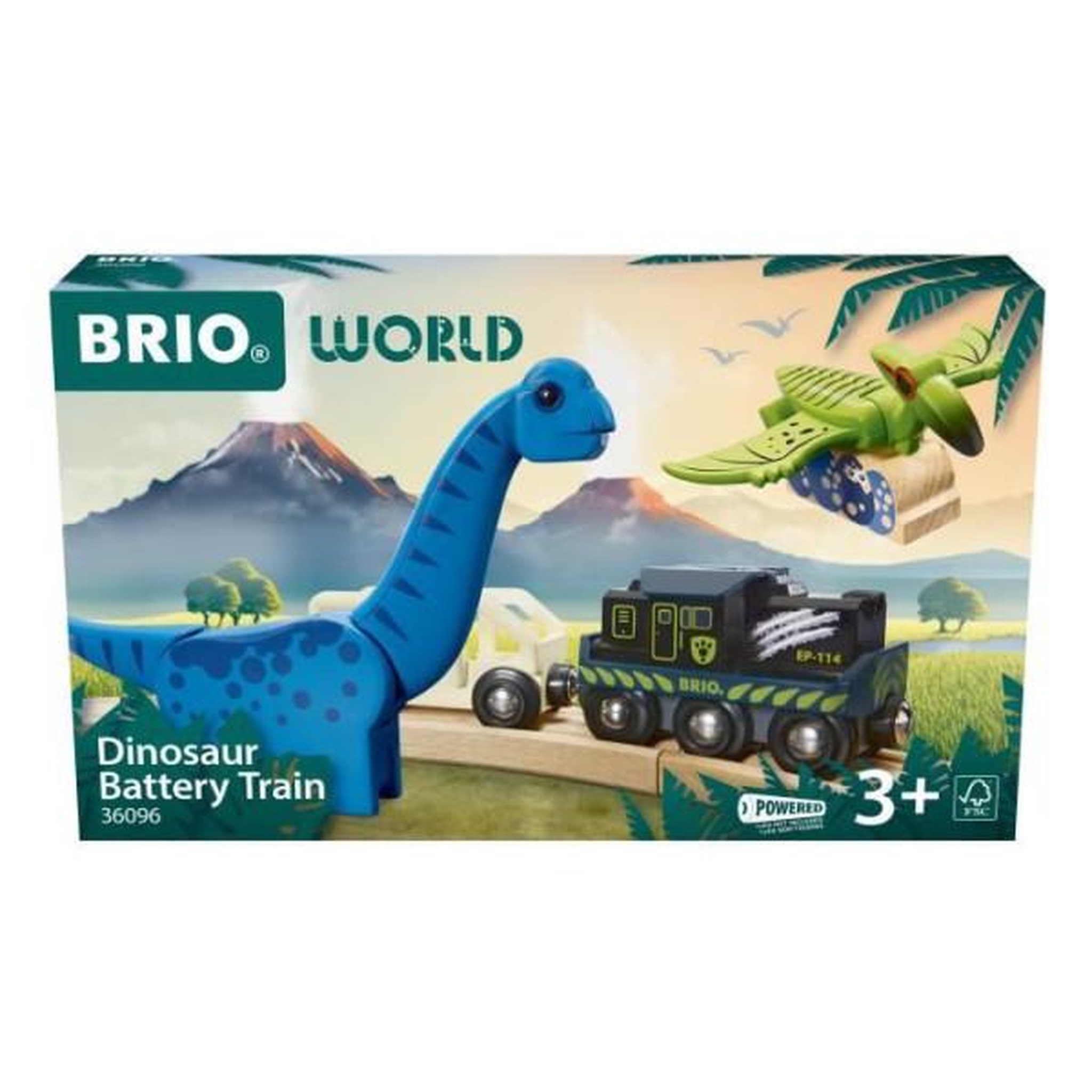 Brio Brio Train a Piles Dinosaure - Train électrique - Dinosaure Inclus - pour circuit de train en bois - Des 3 Ans - Brio World - 3