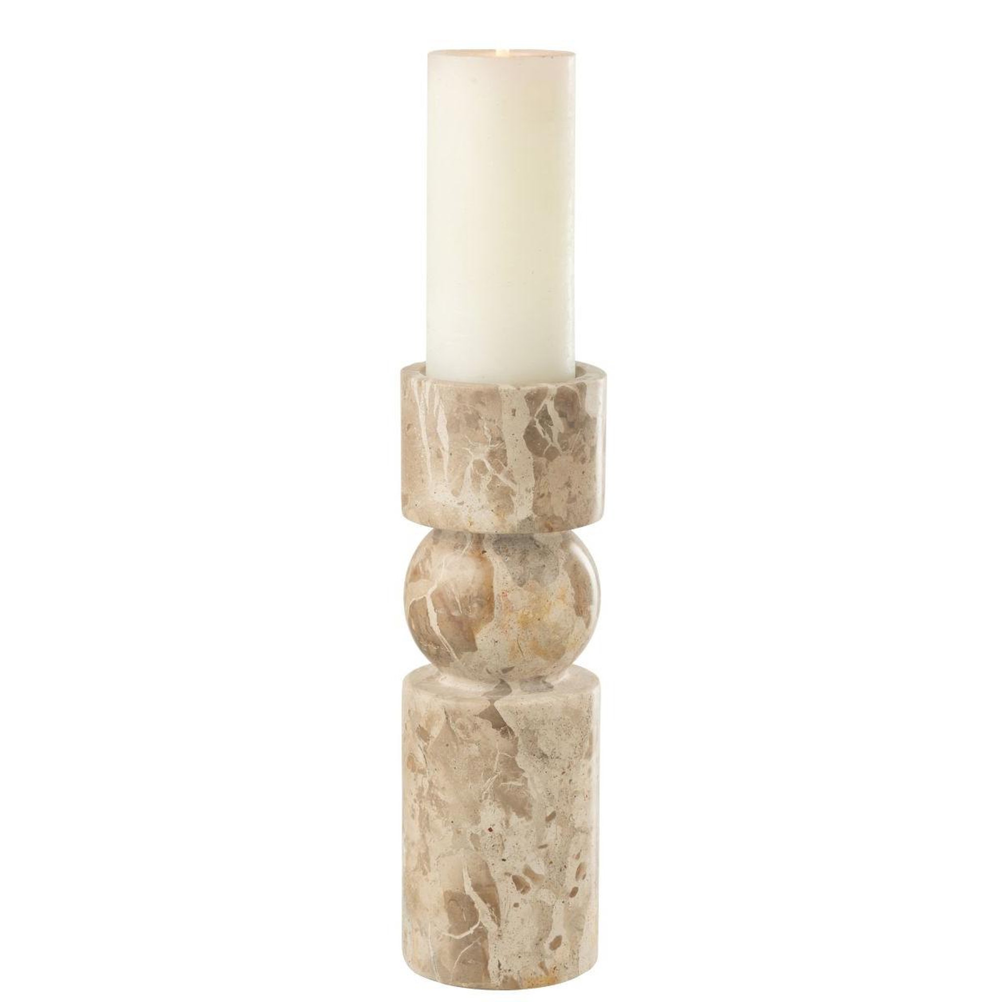Voir la diapositive 2 : J-LINE Bougeoir en marbre  chance  30cm beige