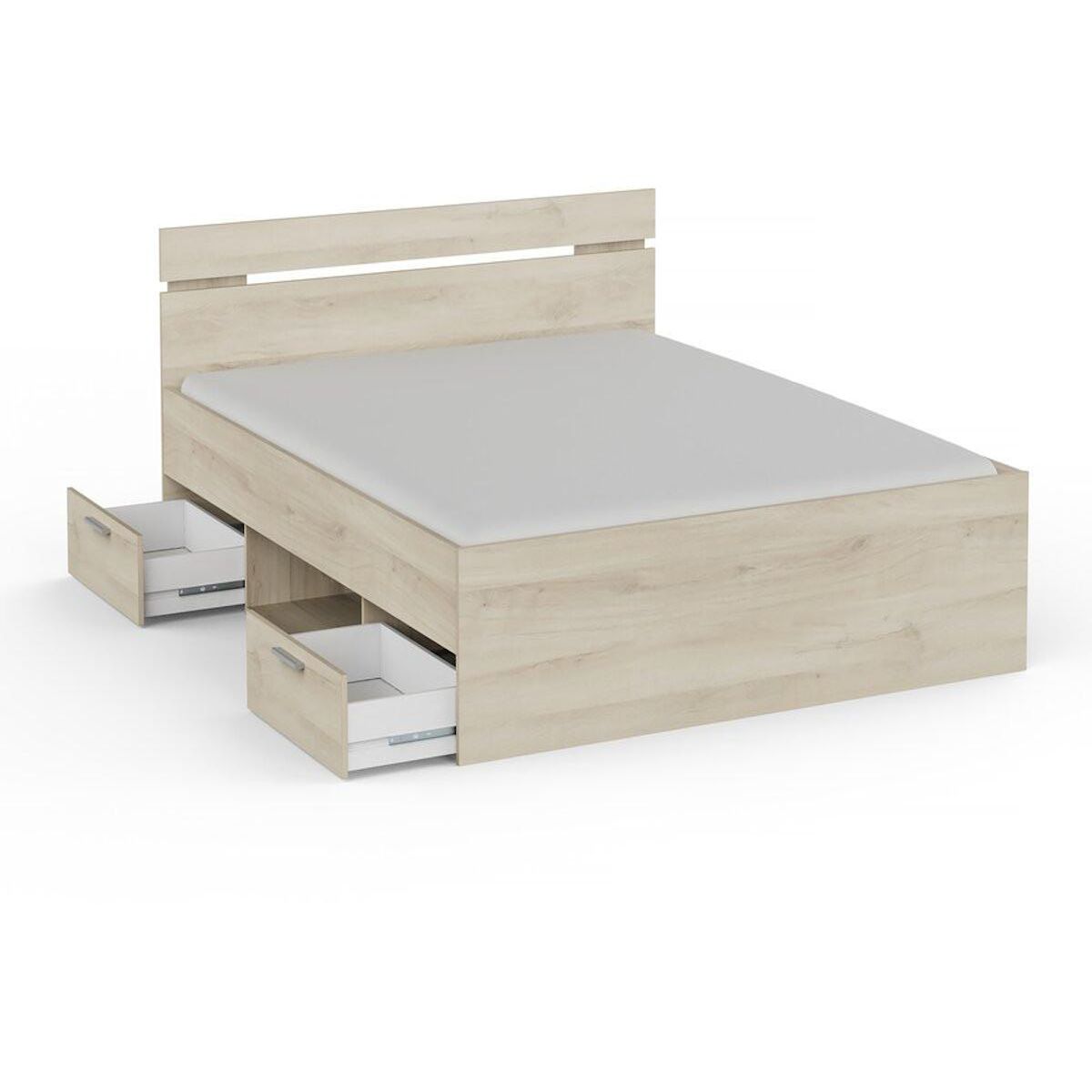 Habitat et Jardin Lit Double en bois  Michigan  - 160 x 200 cm - Marron