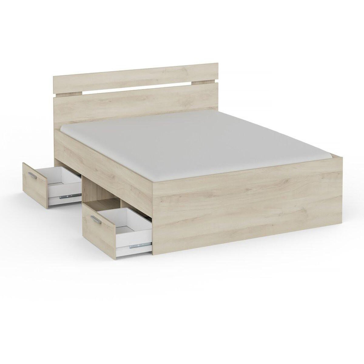 Habitat et Jardin Lit Double en bois  Michigan  - 160 x 200 cm - Marron