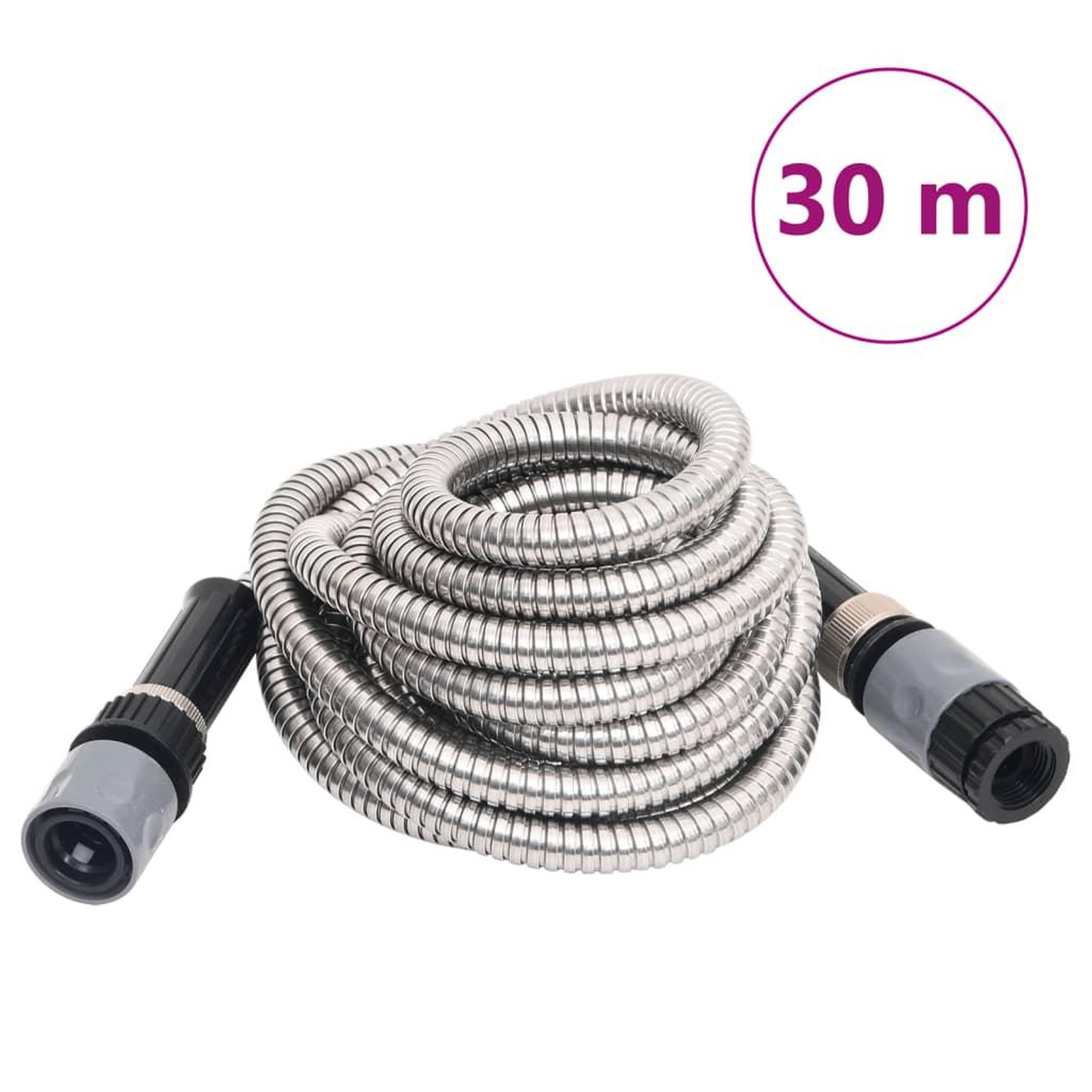 VIDAXL Tuyau d'arrosage buse de pulverisation argente 0,6  30 m inox