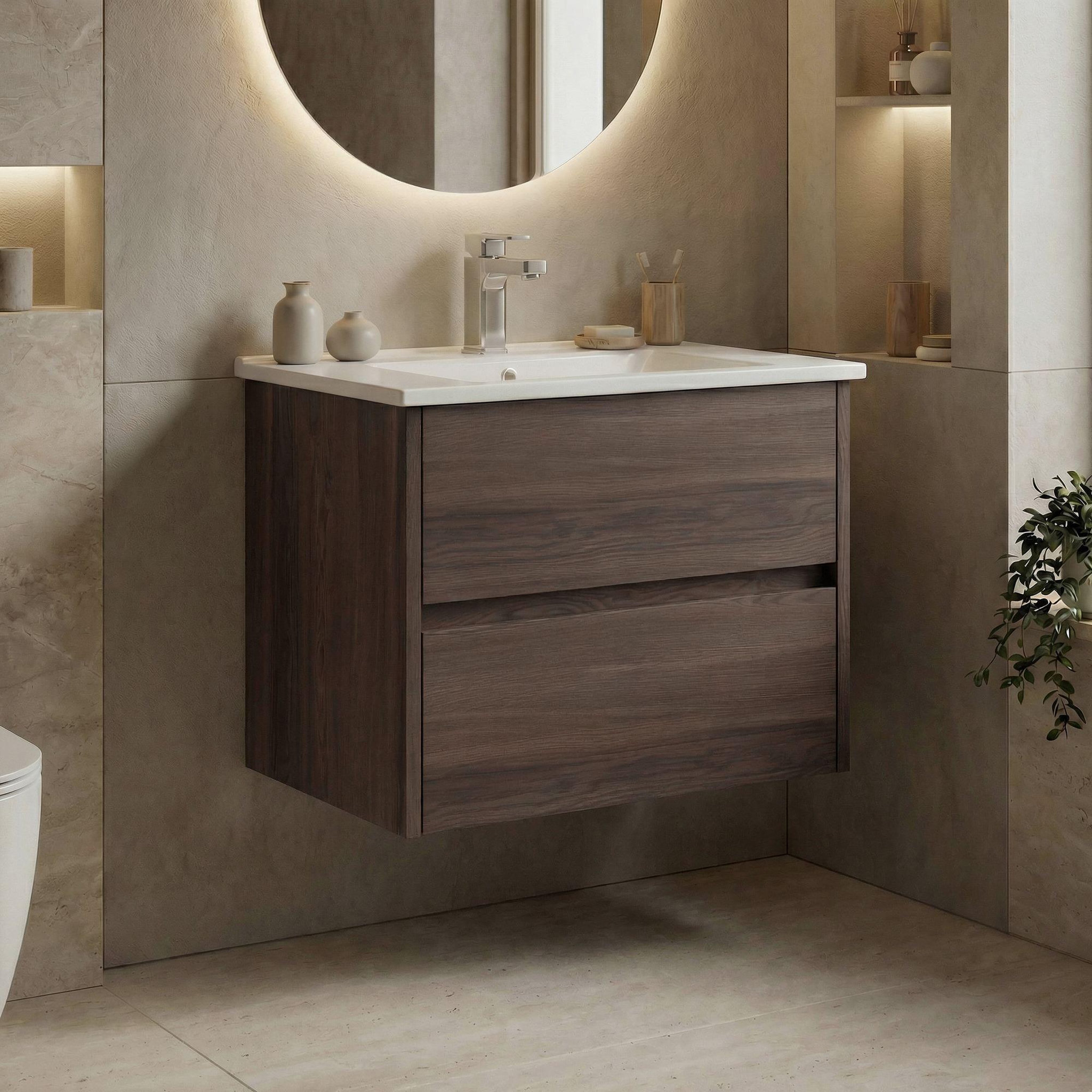 Voir la diapositive 2 : Habitat et Jardin Meuble Vasque  Side 65 v2  - 65 x 45 x 52 cm - Dark Walnut