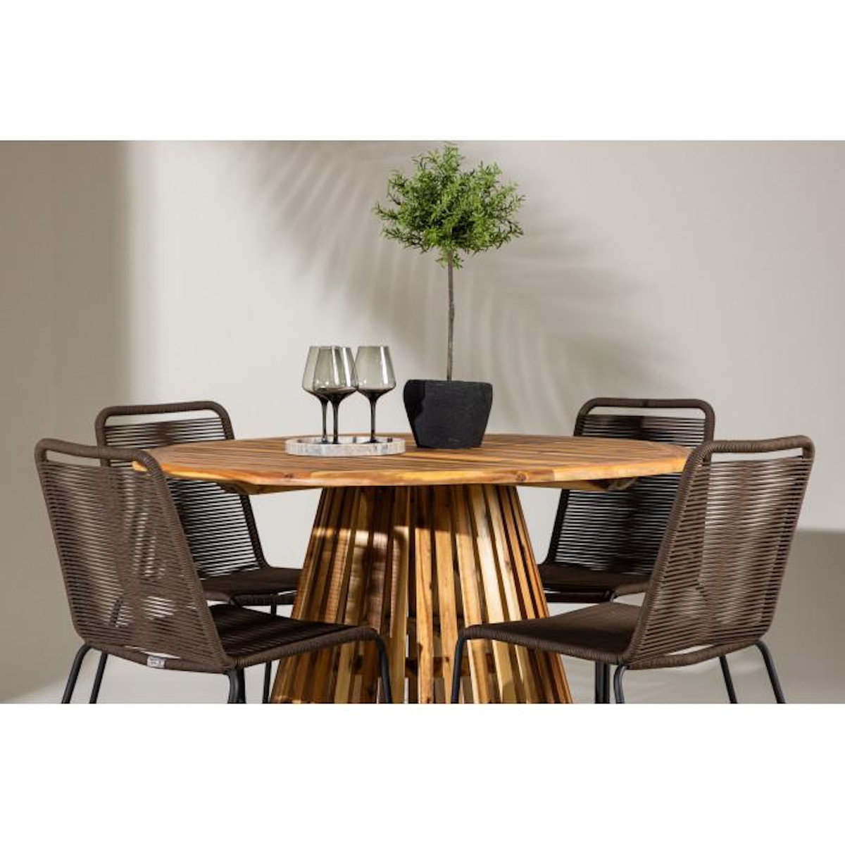 Paris Prix Ensemble Table de Jardin & 4 Chaises  Lumpur & Lindos  120cm Naturel & Marron